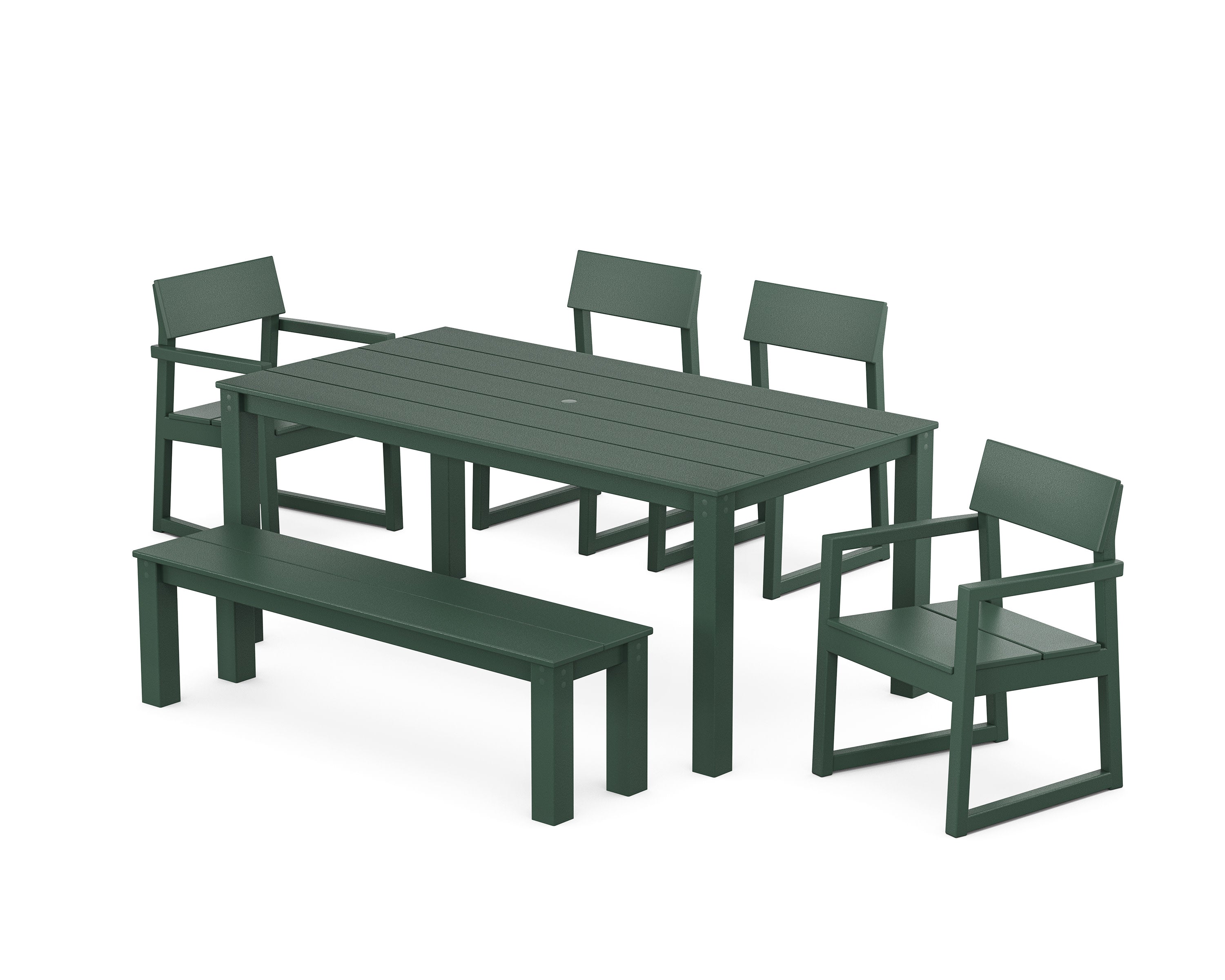 EDGE 6-Piece Parsons Dining Set with Bench in Green