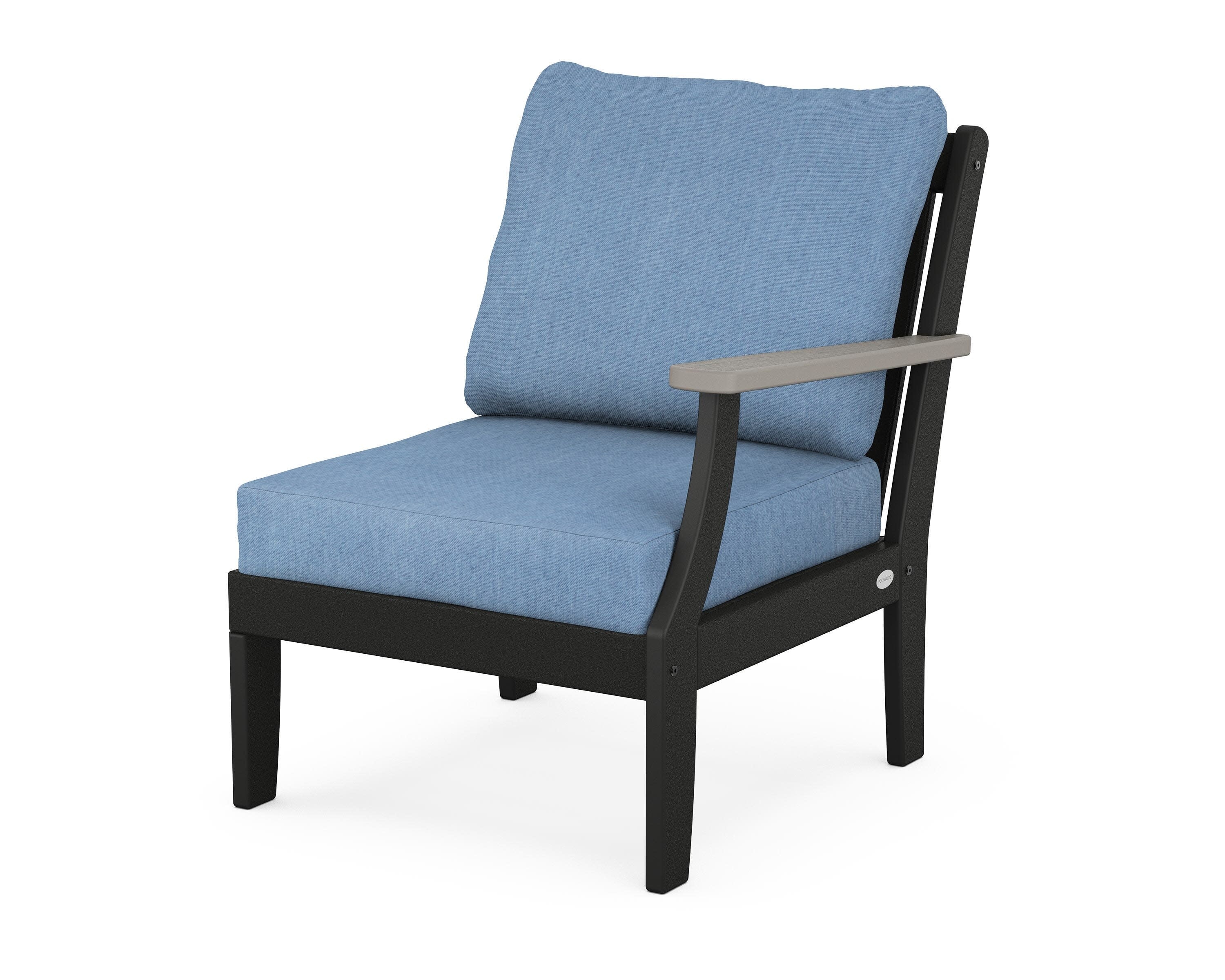 Braxton Modular Right Arm Chair in Black / Driftwood / Sky Blue