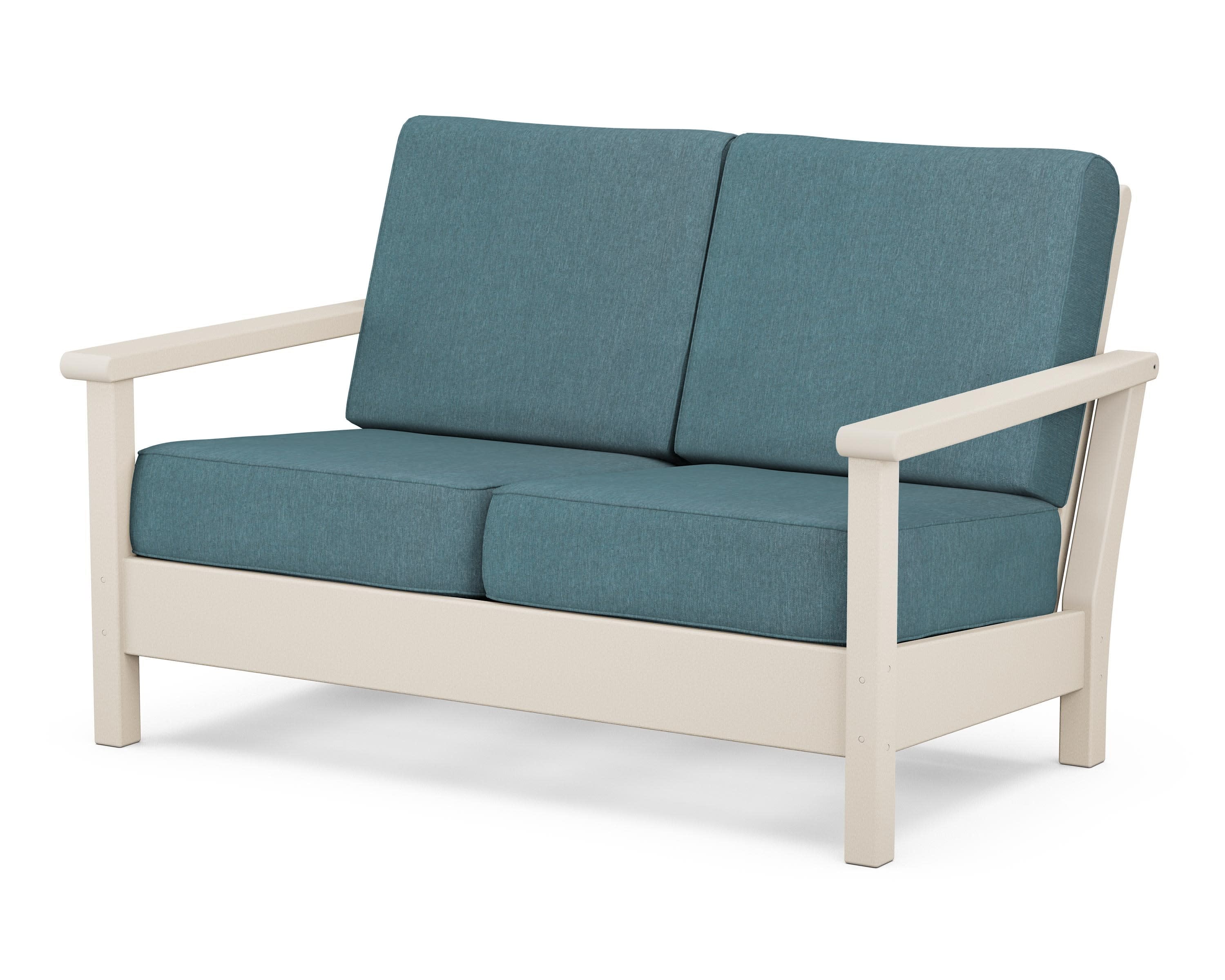 Harbour Deep Seating Loveseat in Sand / Ocean Teal