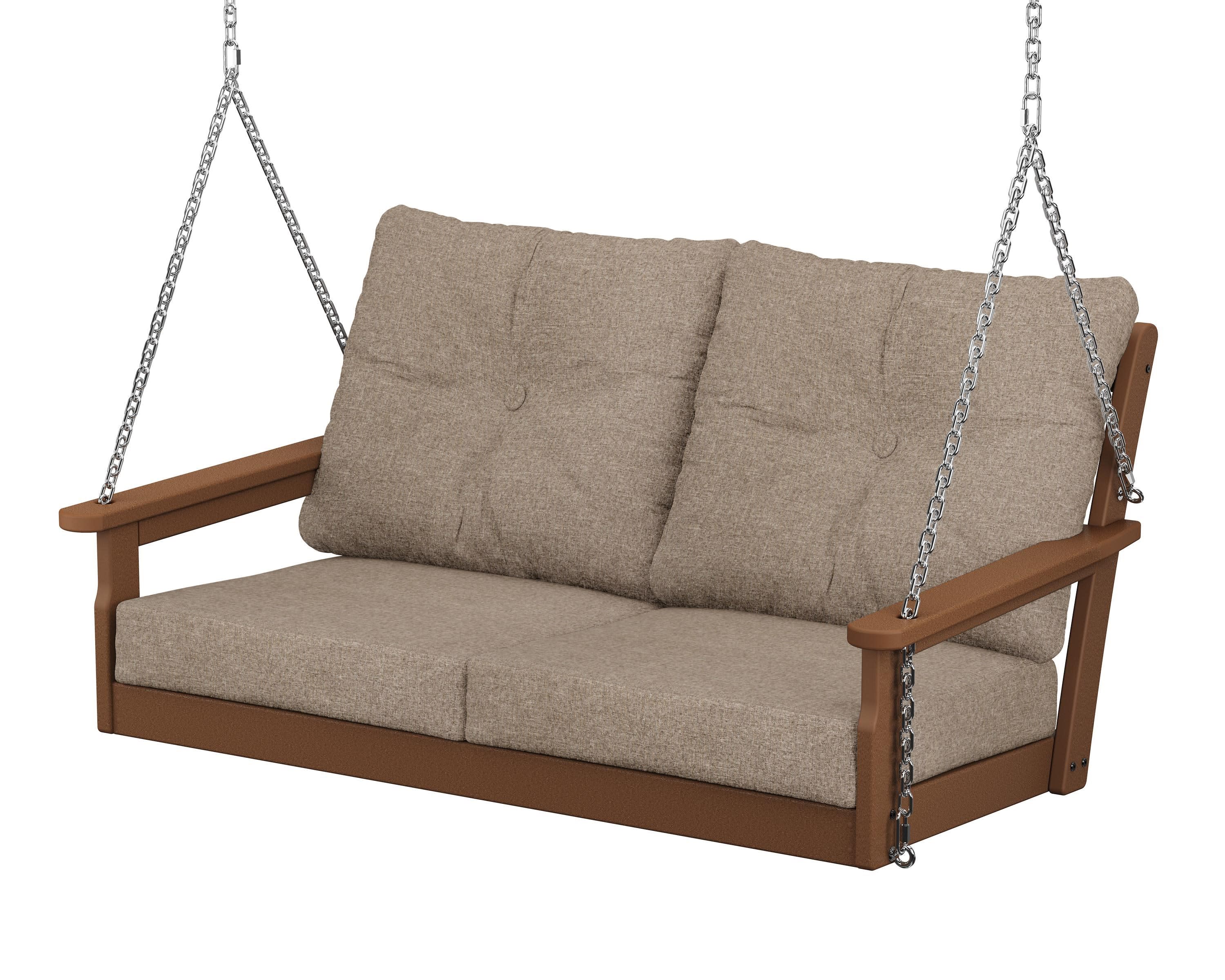 Vineyard Deep Seating Swing in Teak / Spiced Burlap