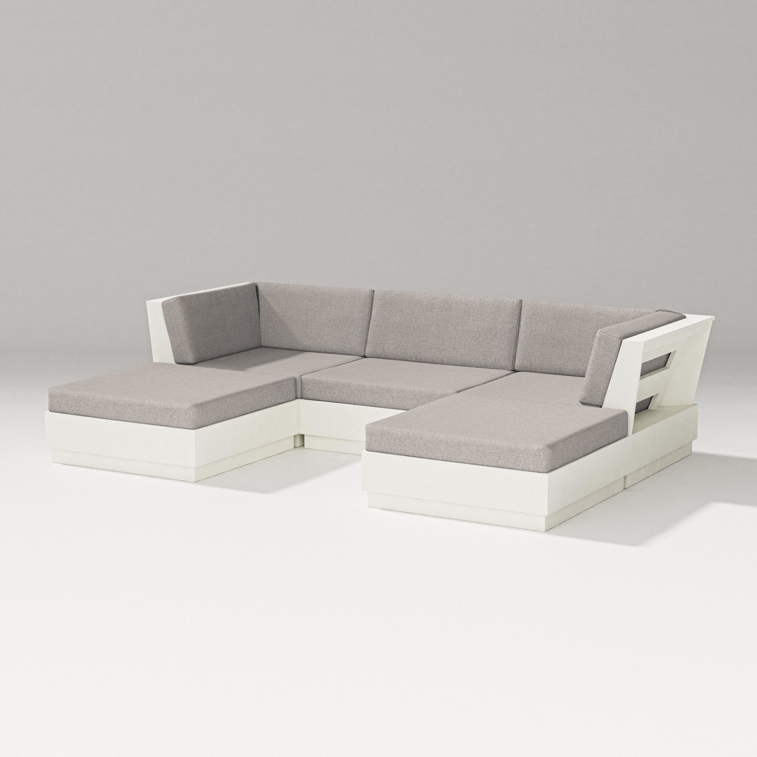 Elevate Double Chaise Sectional in Vintage White / Weathered Tweed