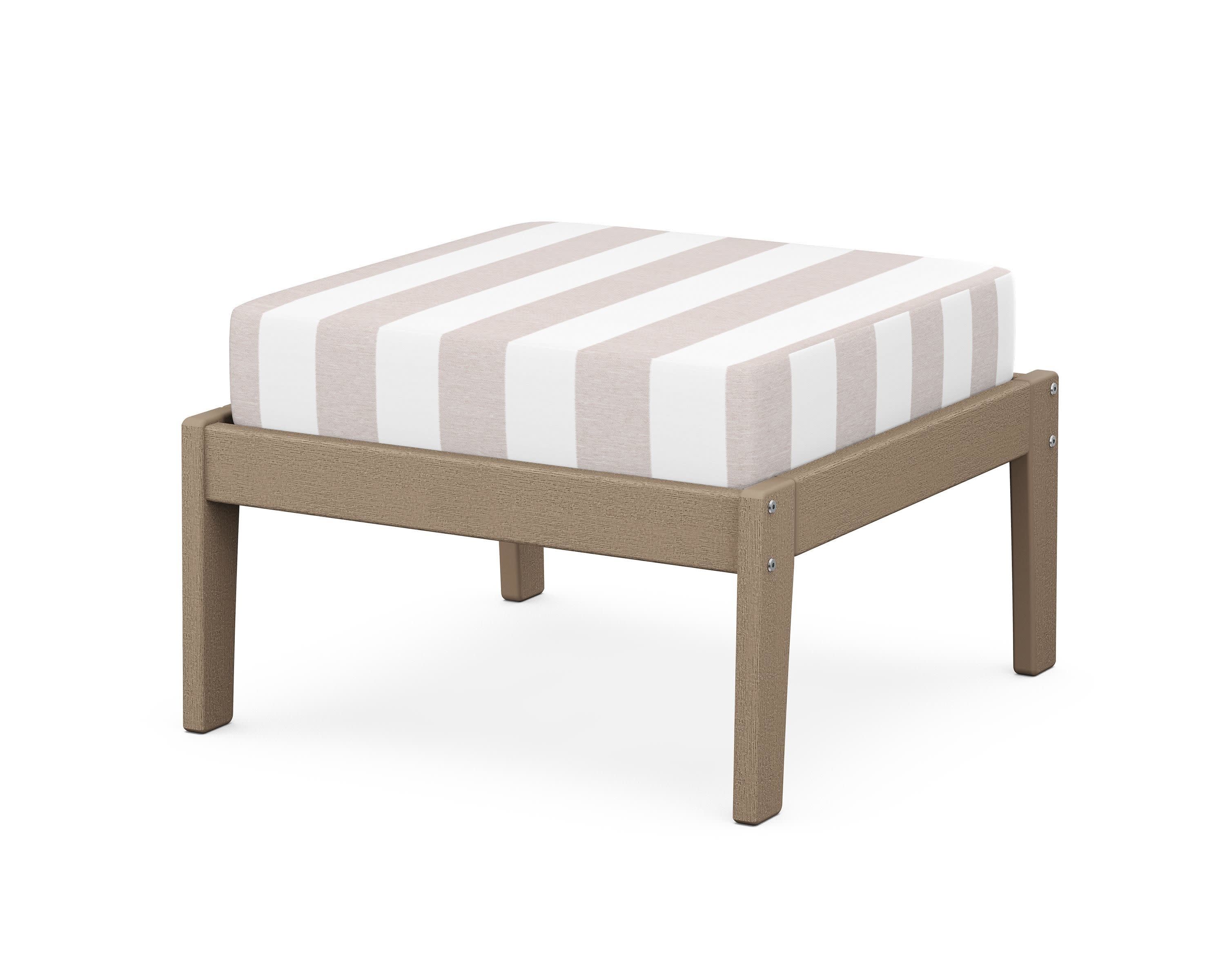 Deep Seating Ottoman in Vintage Sahara / Cabana Stripe Dune Burlap
