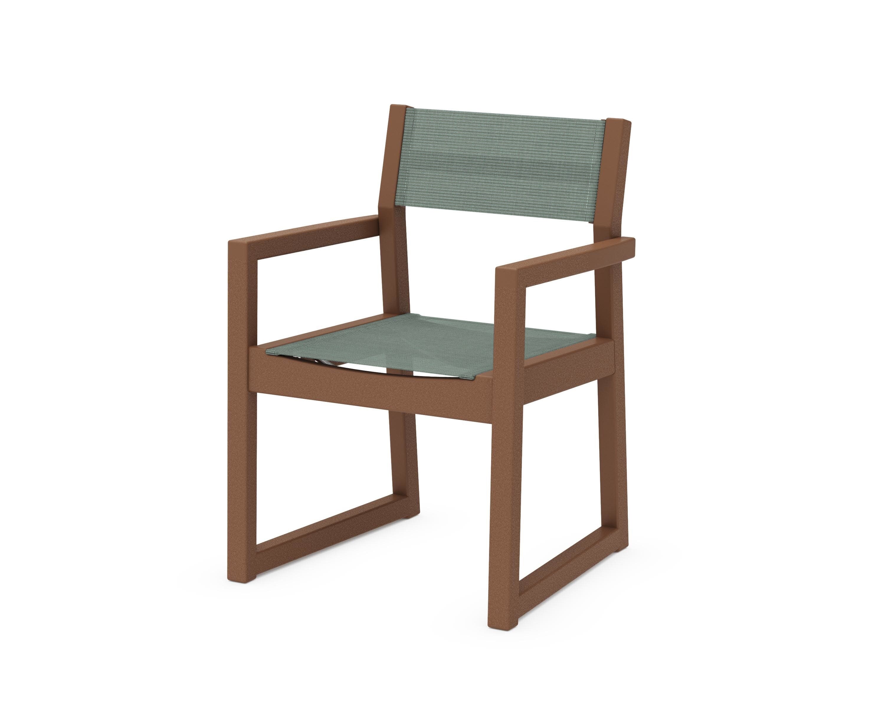 EDGE Sling Dining Arm Chair in Teak / Dupioni Sea Mist Sling