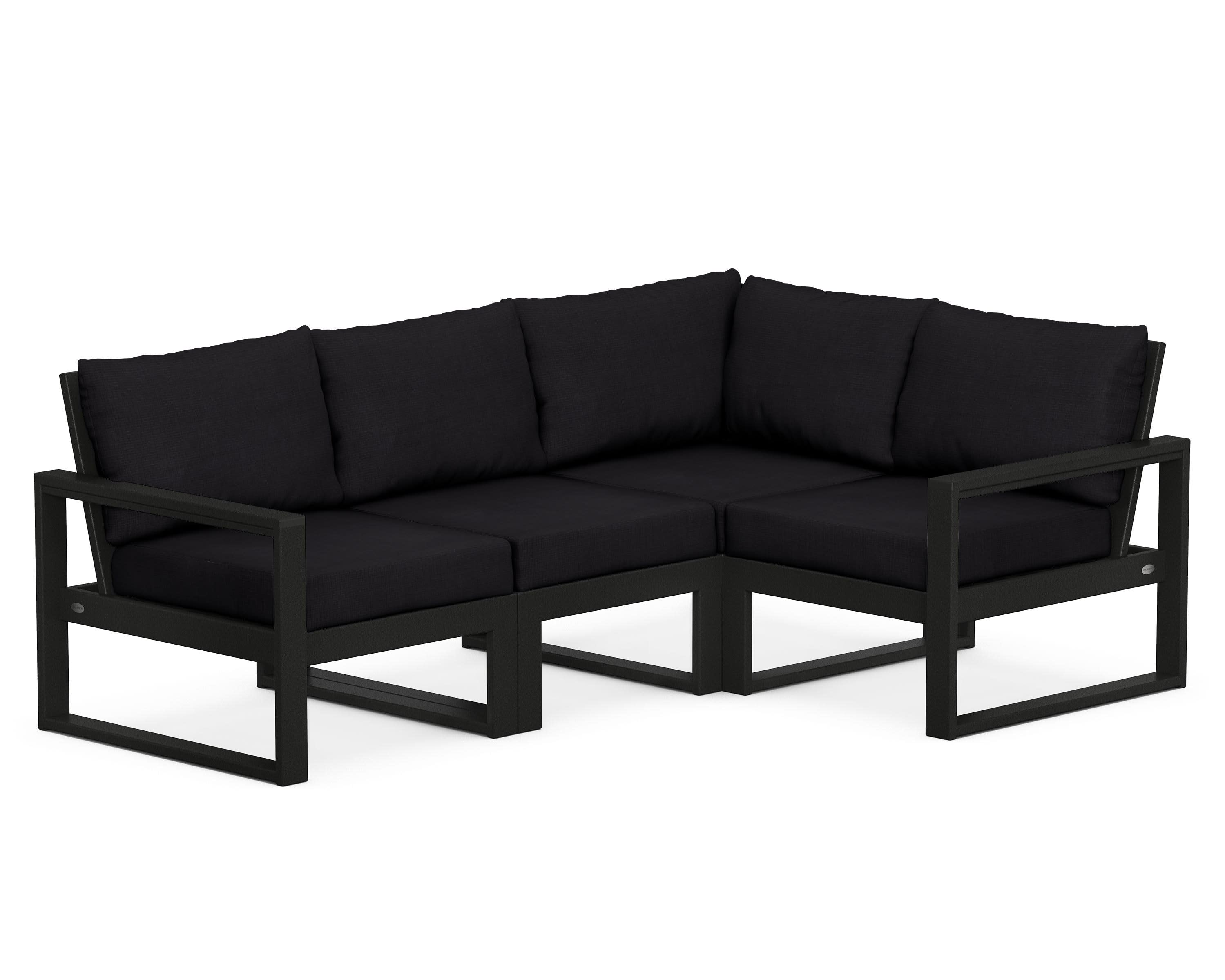 EDGE 4-Piece Modular Deep Seating Set in Black / Midnight Linen