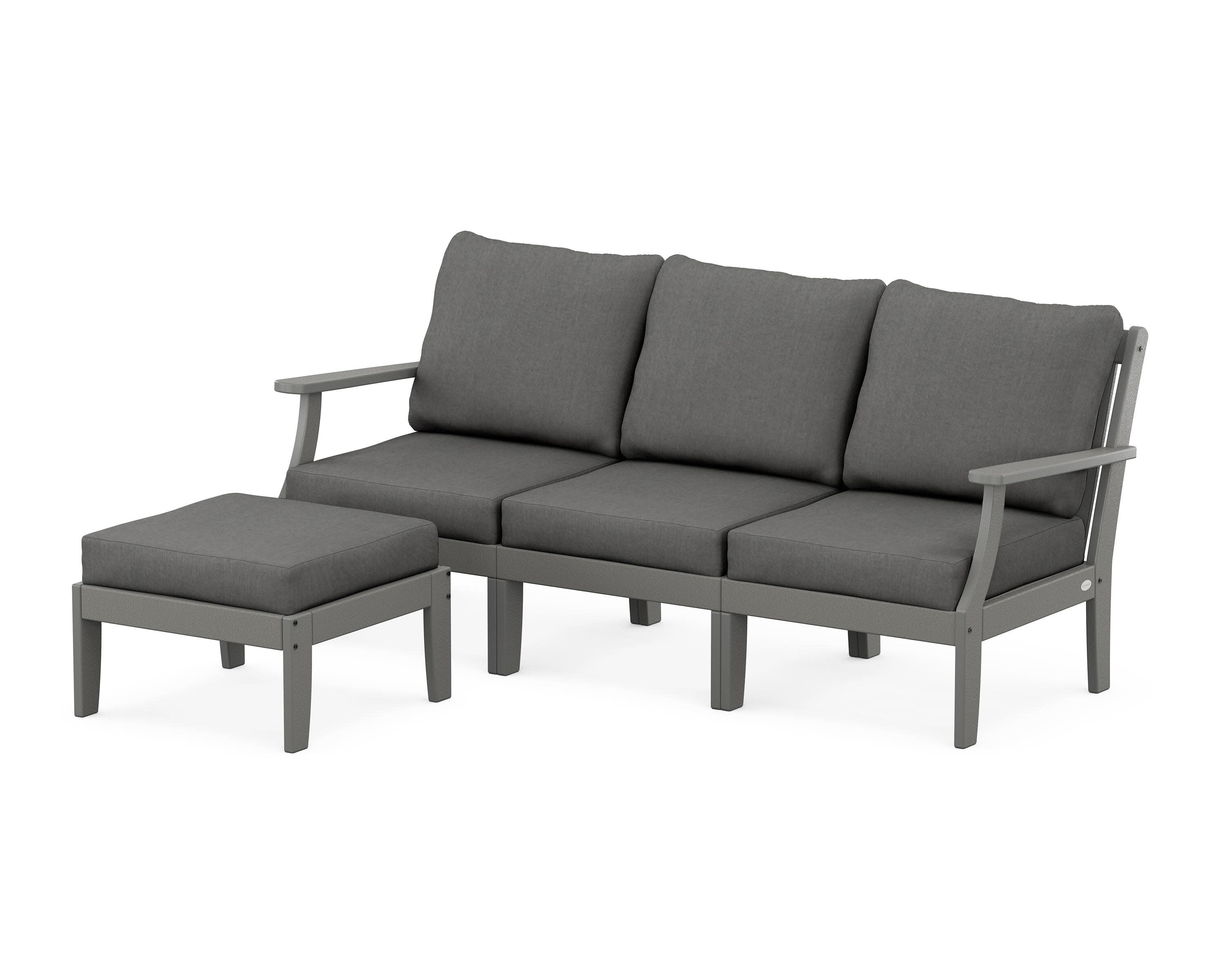 Braxton Modular 4-Piece Deep Seating Set with Ottoman in Slate Grey / Spectrum Carbon