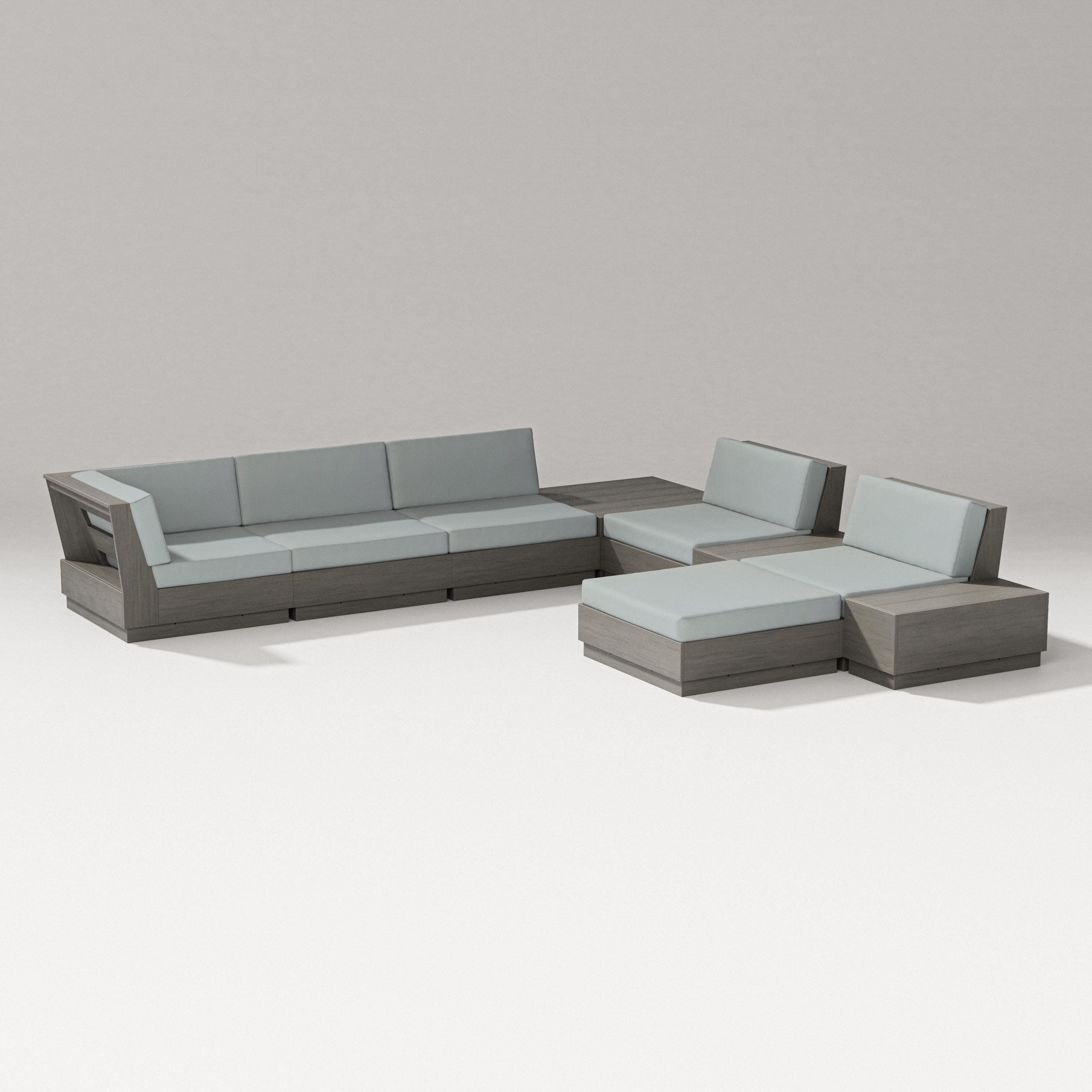 Elevate 9-Piece Conversation Sectional in Driftwood / Spa