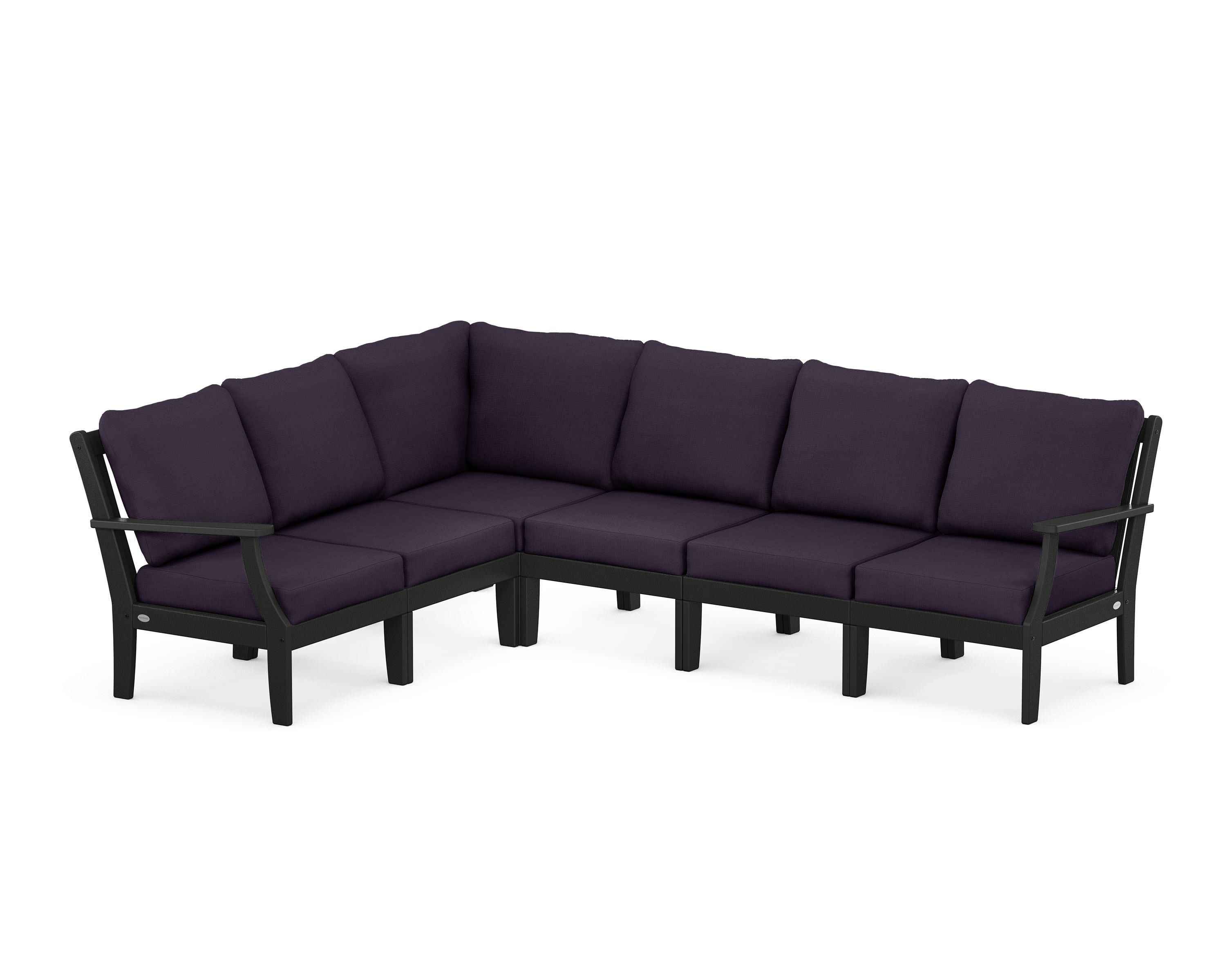 Braxton Modular 6-Piece Deep Seating Set in Black / Navy Linen