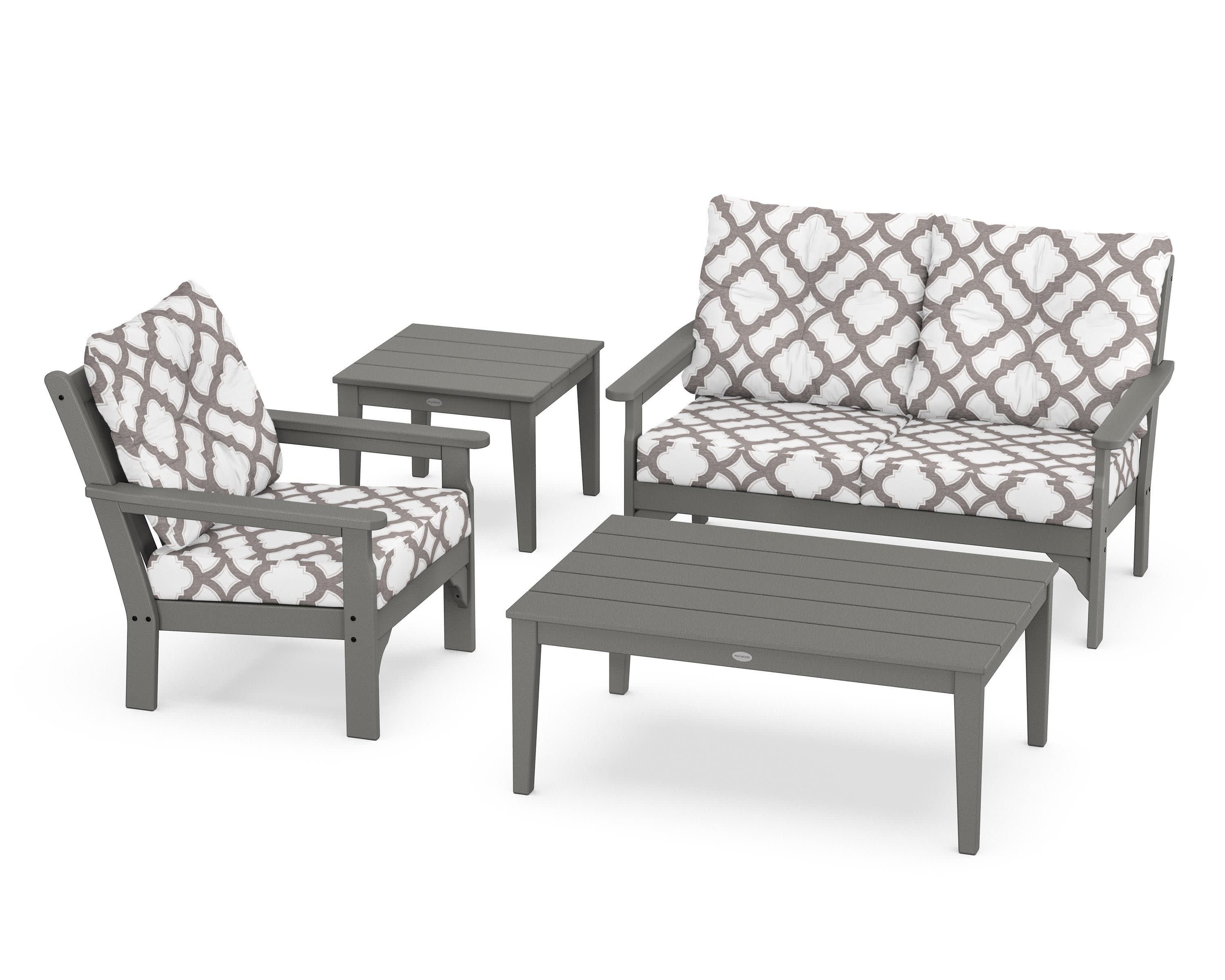 Vineyard 4-Piece Deep Seating Set in Slate Grey / Trellis Grey Mist