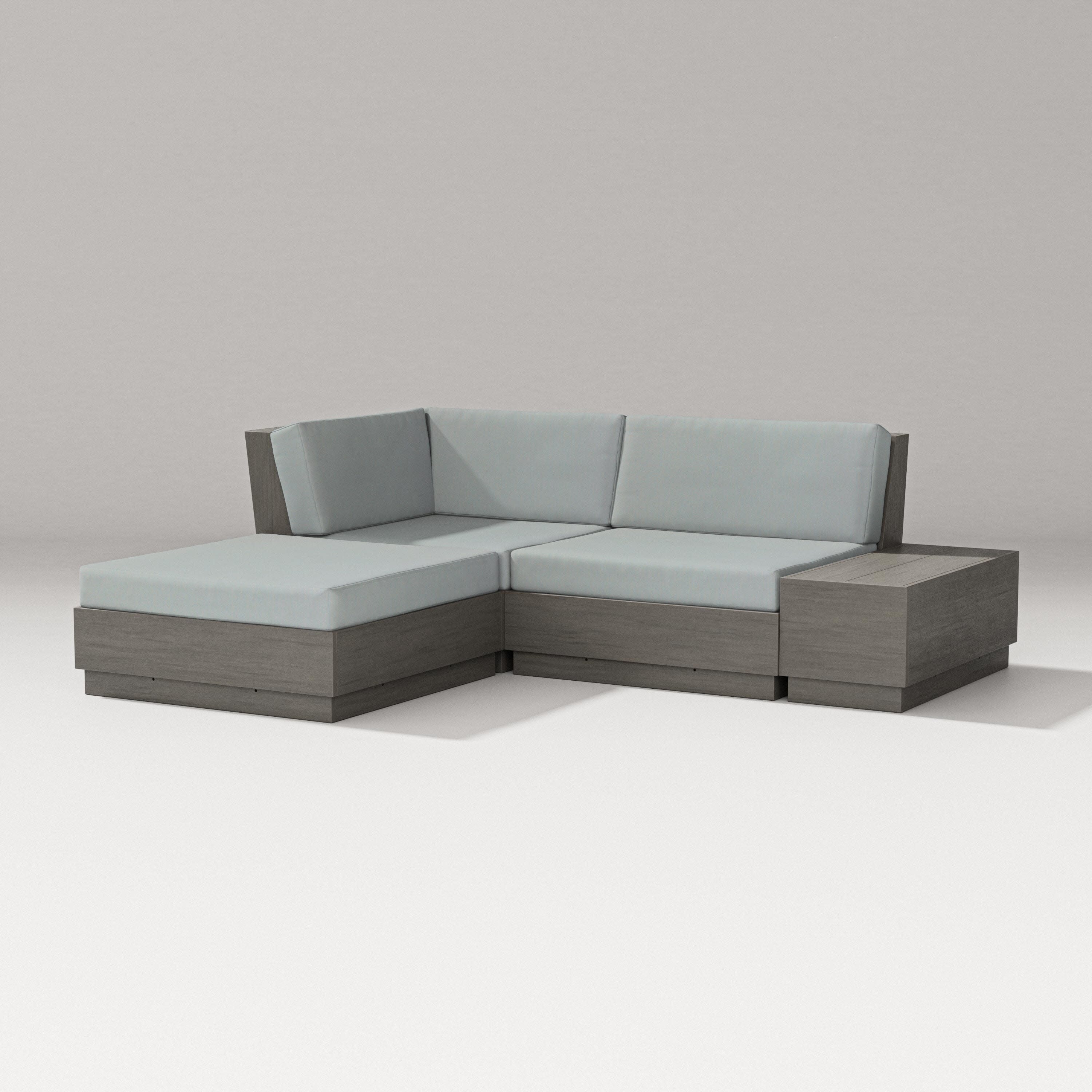 Elevate Loveseat Sectional with Chaise in Driftwood / Spa