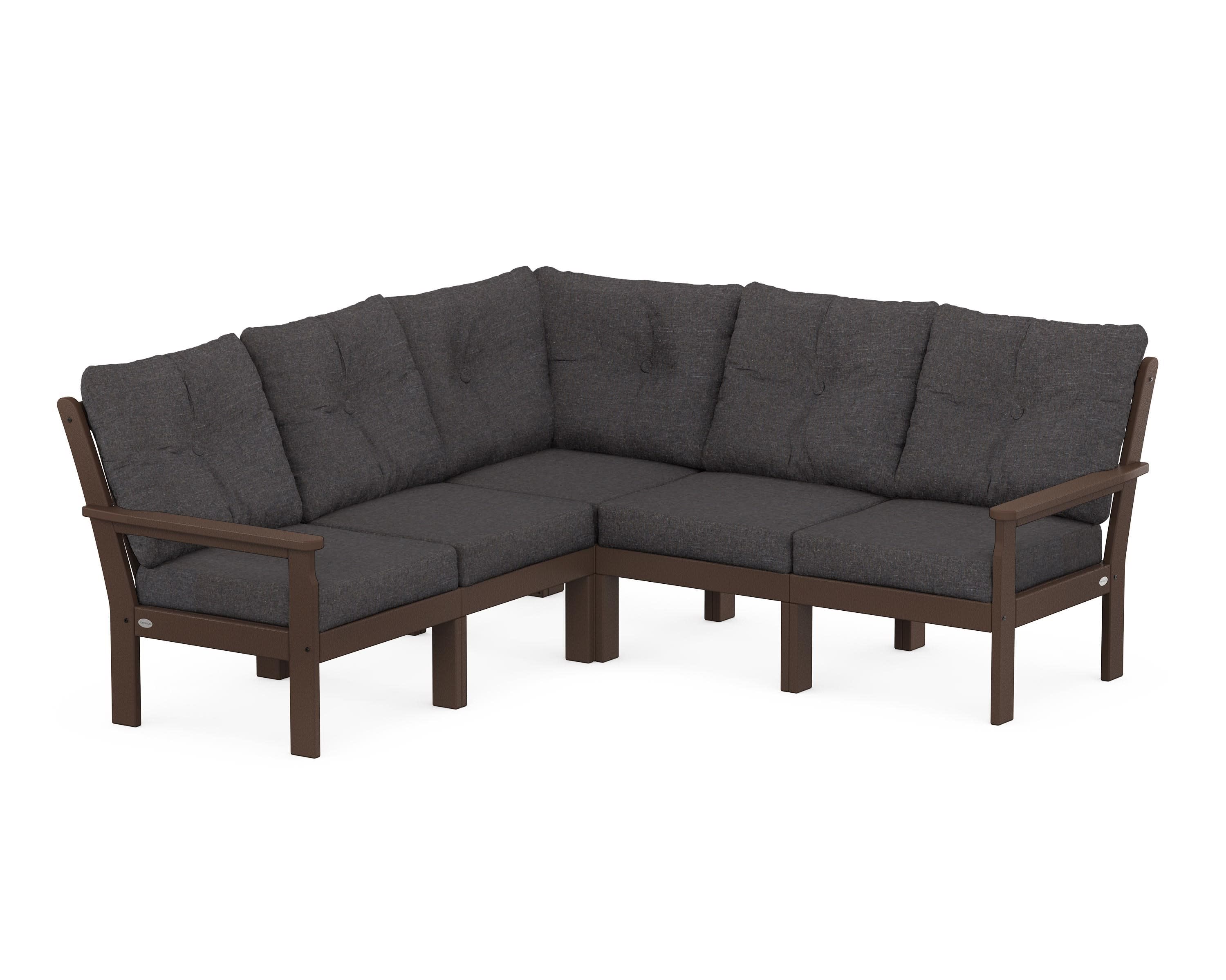 Vineyard 5-Piece Sectional in Mahogany / Ash Charcoal