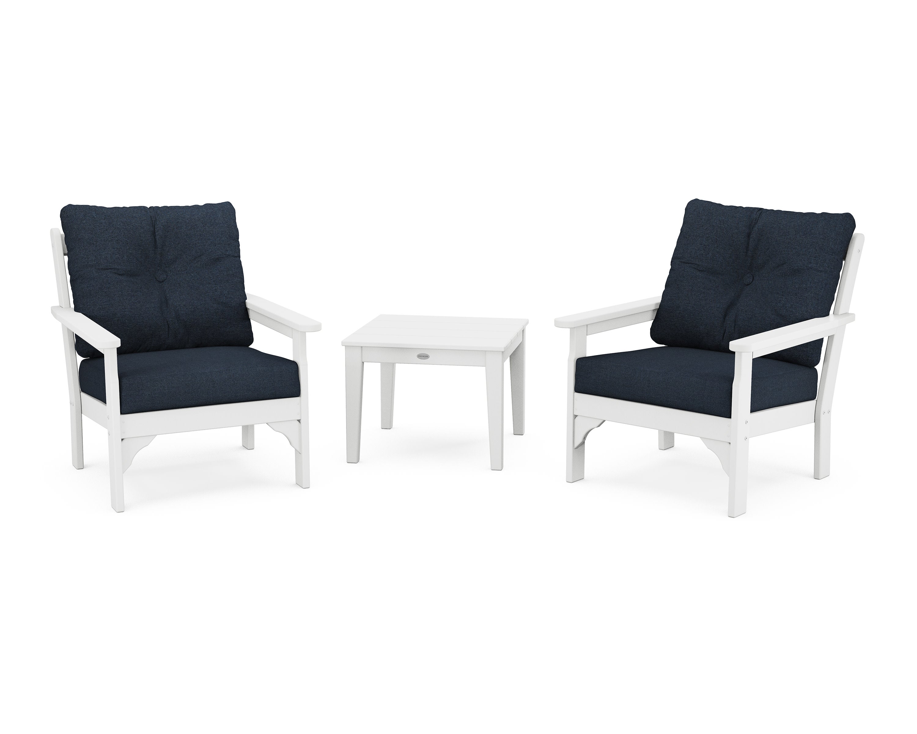 Vineyard 3-Piece Deep Seating Set in White / Marine Indigo