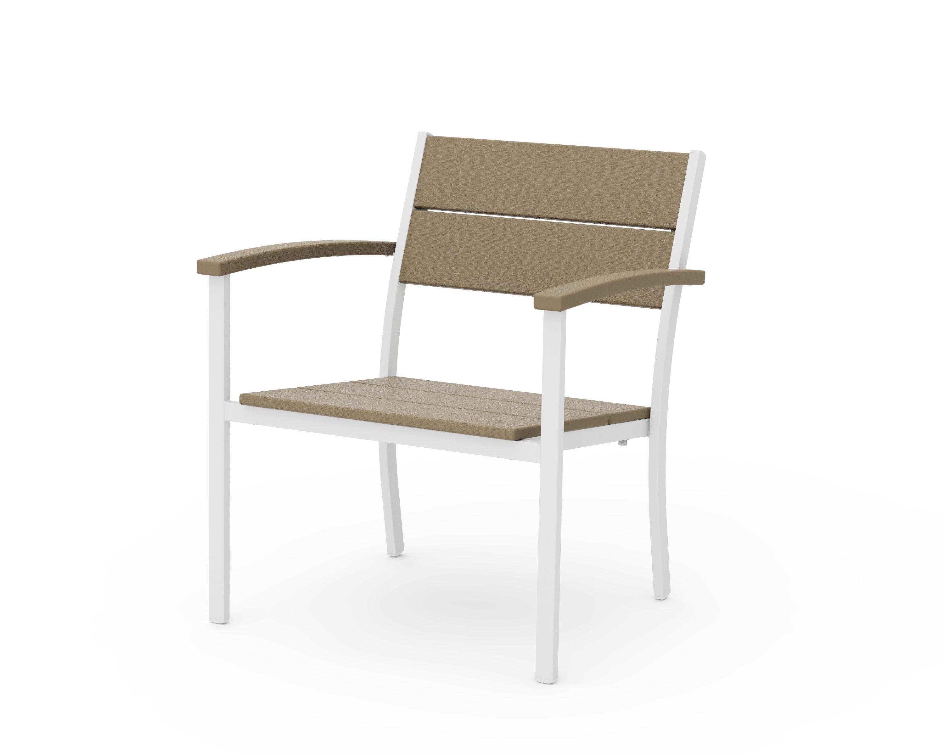Main Street Stacking Lounge Arm Chair in White / Vintage Sahara