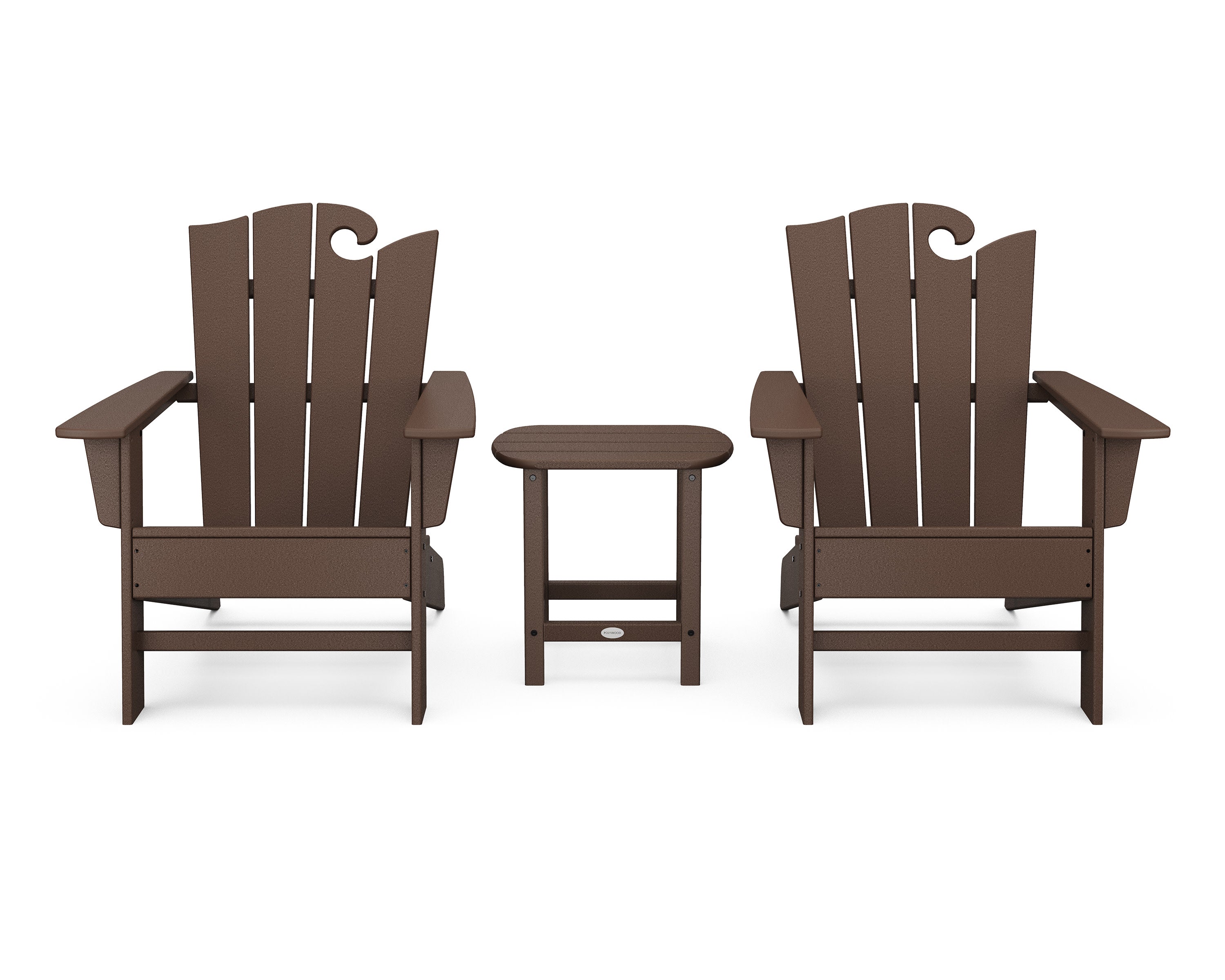 Wave 3-Piece Adirondack Set with The Ocean Chair in Mahogany
