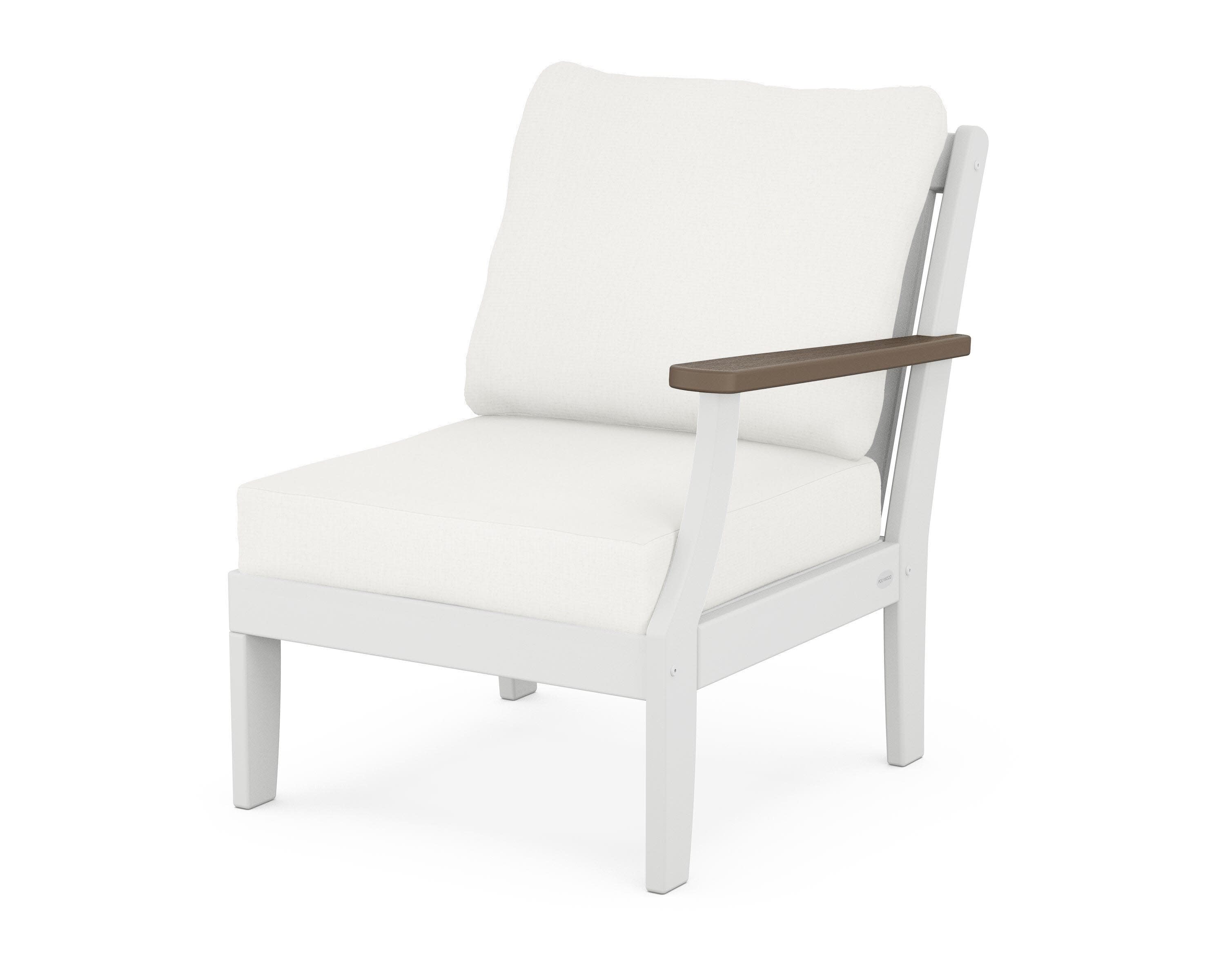 Braxton Modular Right Arm Chair in White / Kona / Natural Linen
