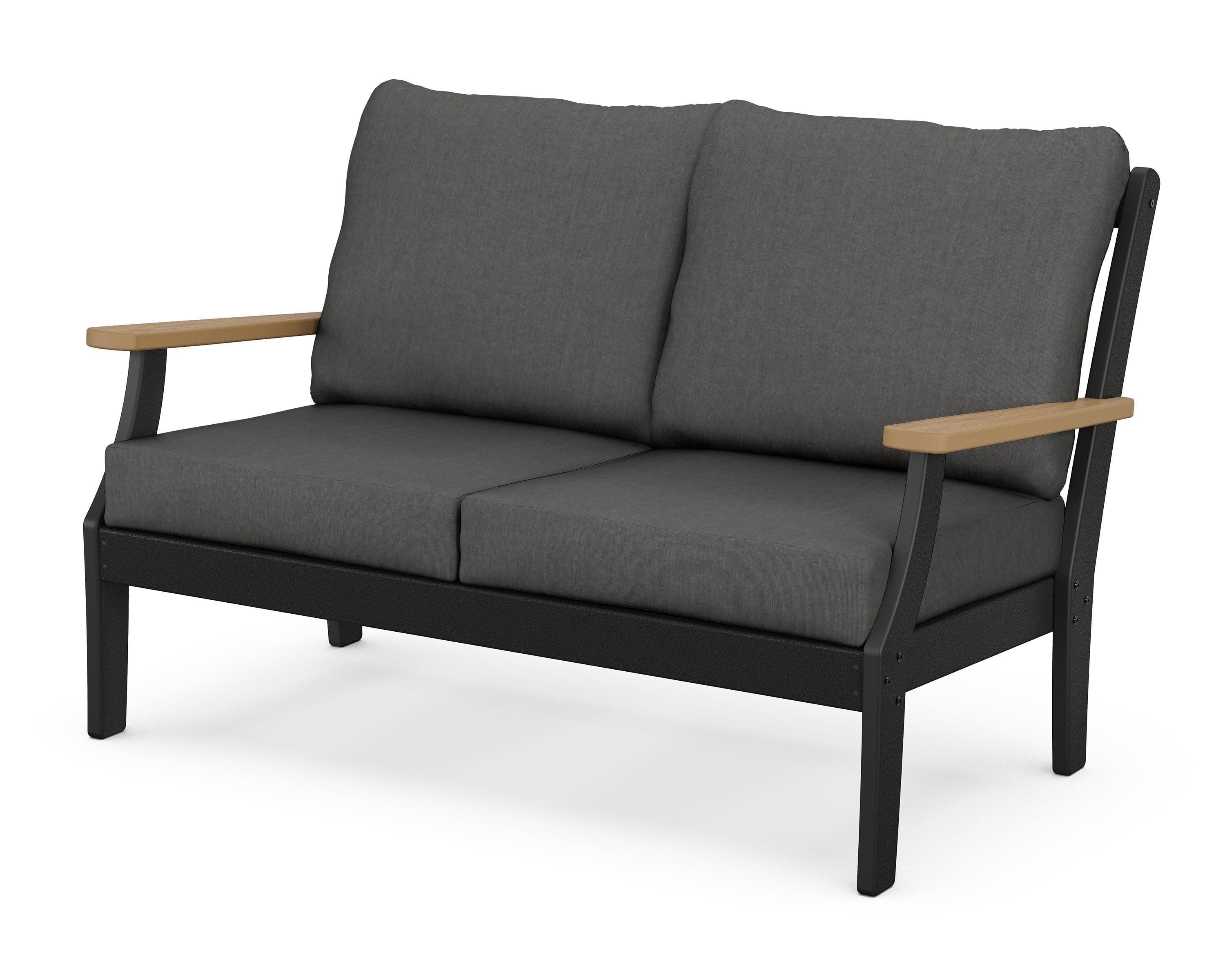 Braxton Deep Seating Loveseat in Black / Natural / Spectrum Carbon