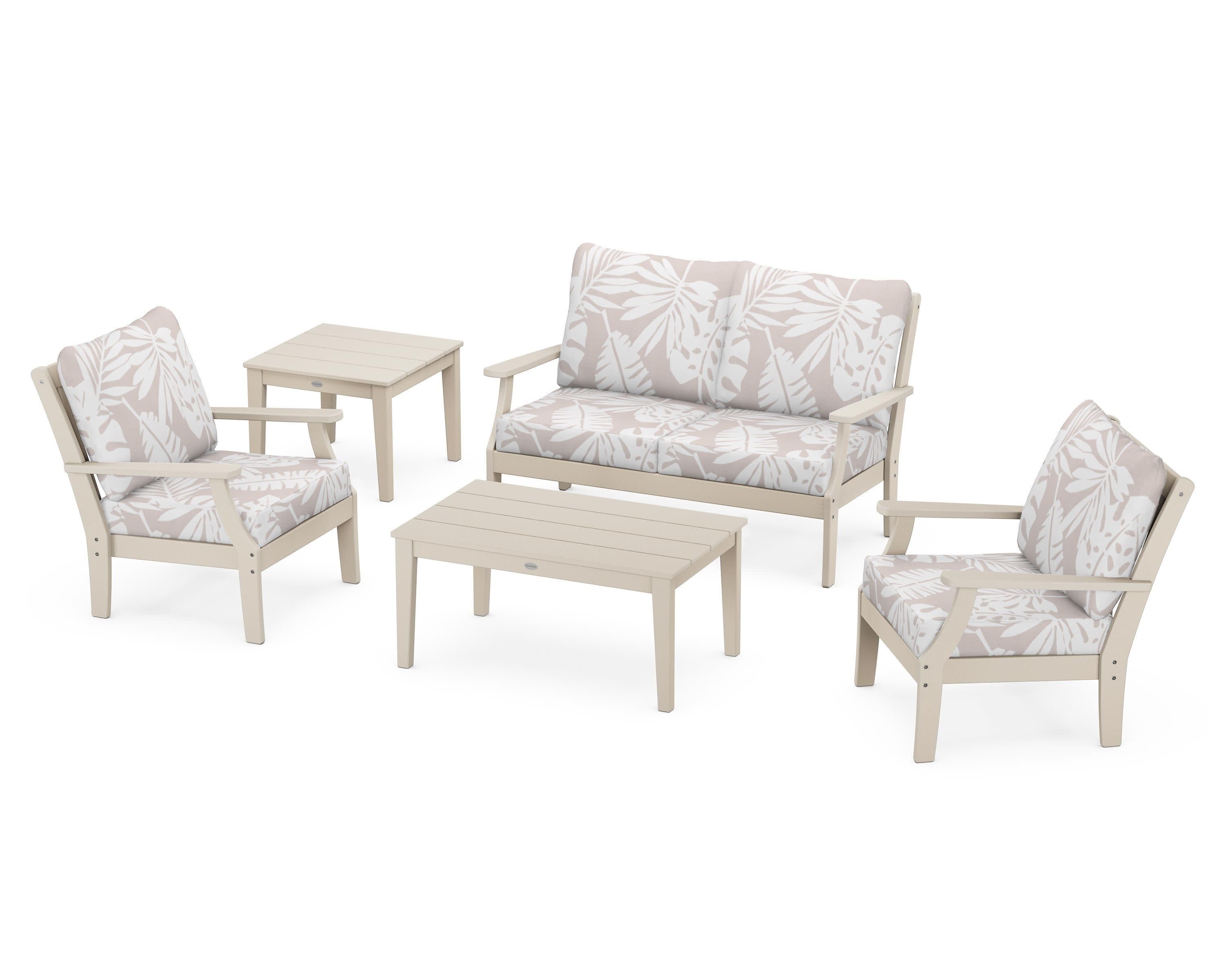 Braxton 5-Piece Deep Seating Set in Sand / Leaf Dune Burlap