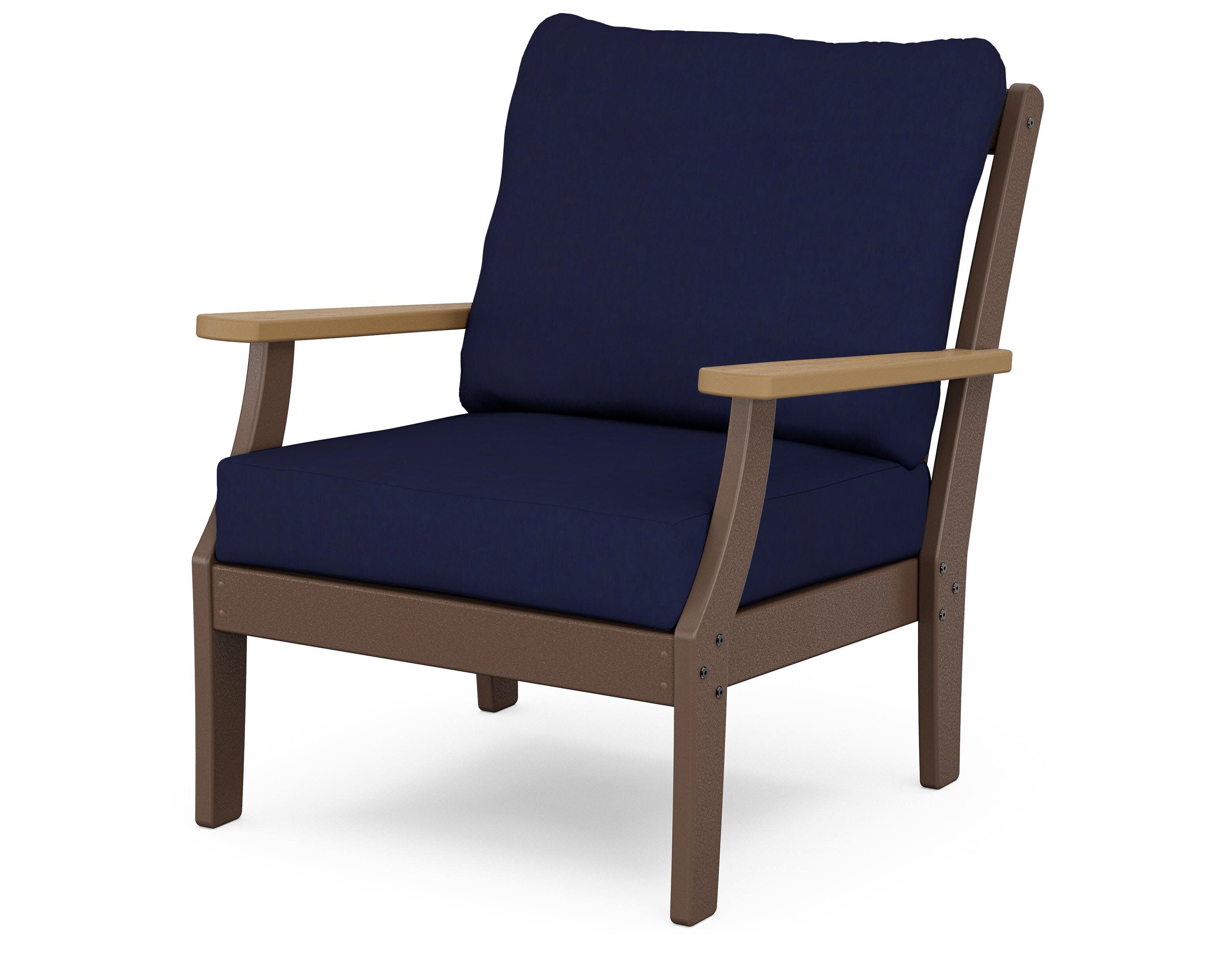 Braxton Deep Seating Chair in Mahogany / Natural / Navy
