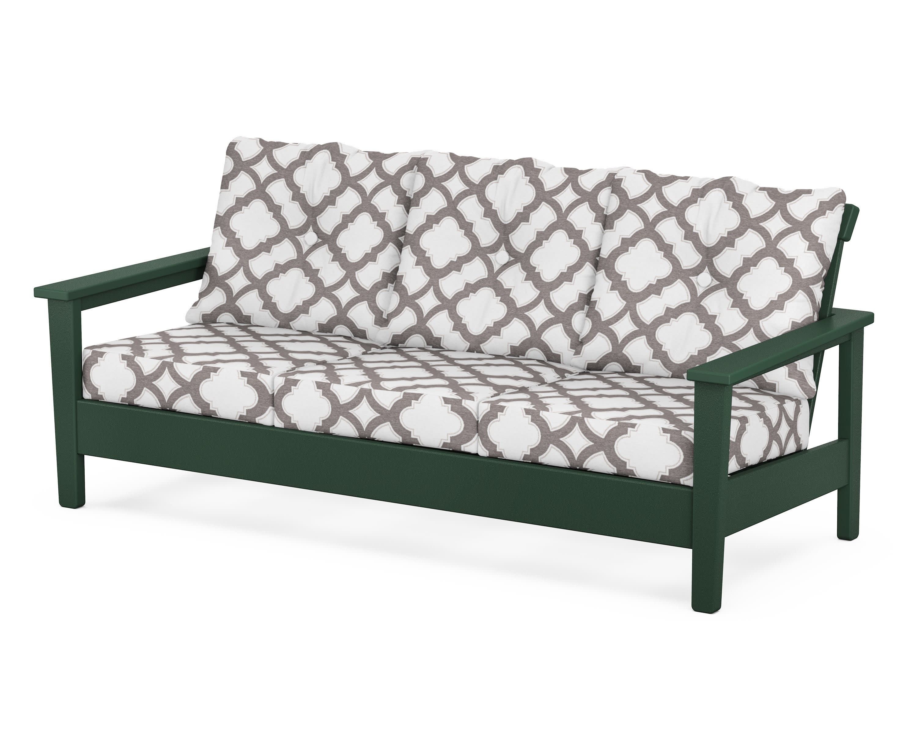 Prescott Deep Seating Sofa in Green / Trellis Grey Mist