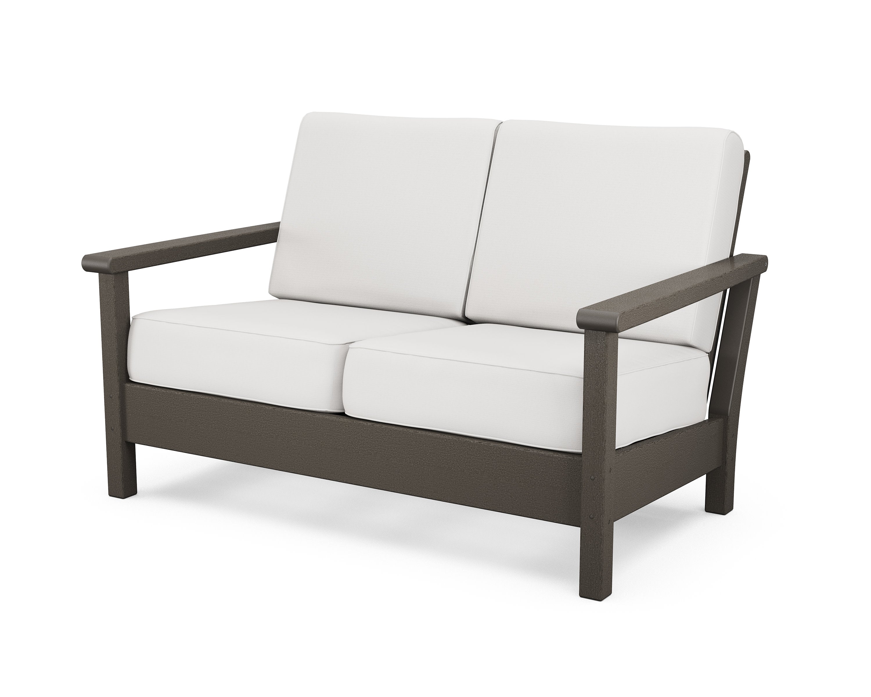 Harbour Deep Seating Loveseat in Vintage Coffee / Natural Linen
