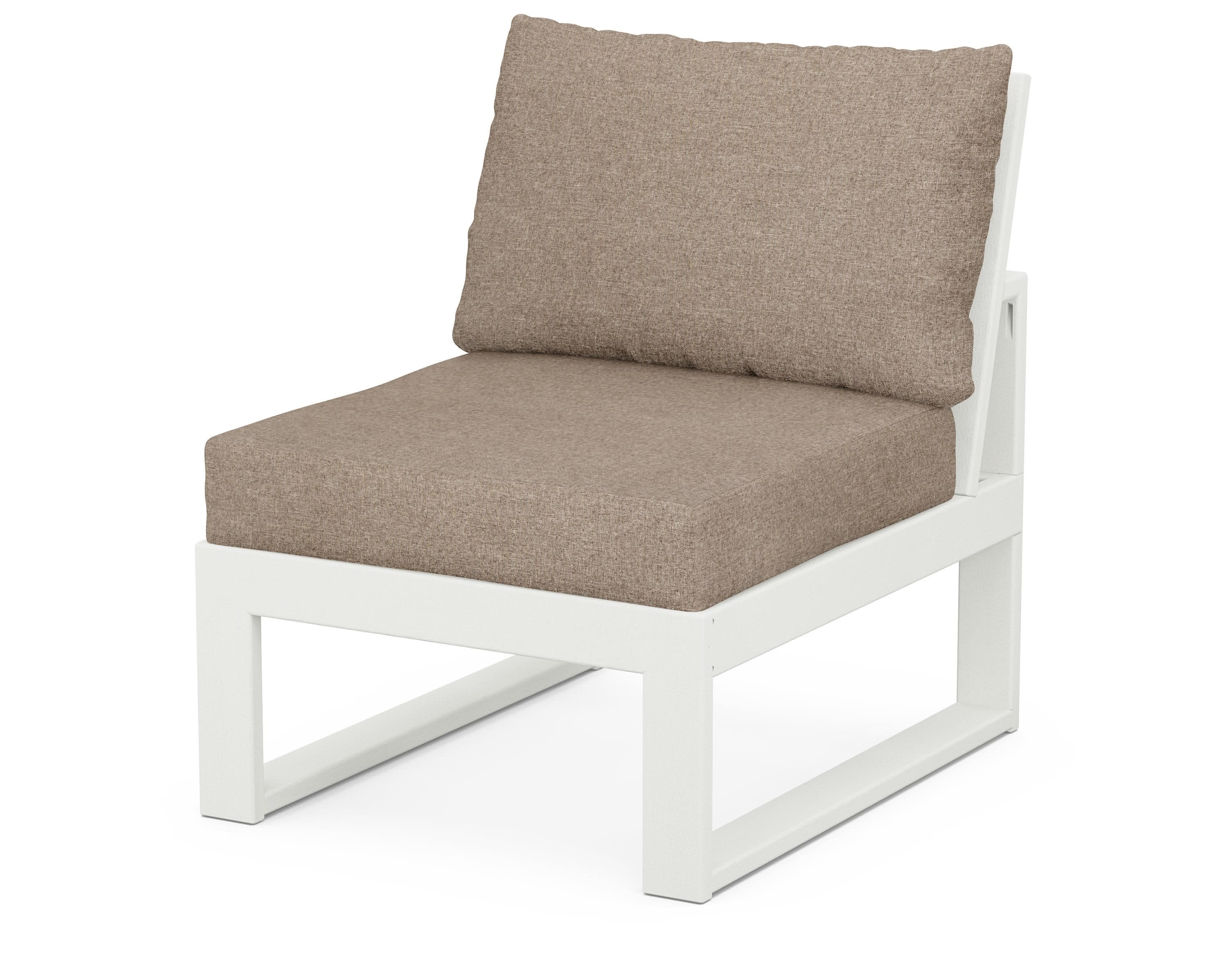 Modular Armless Chair in Vintage White / Spiced Burlap