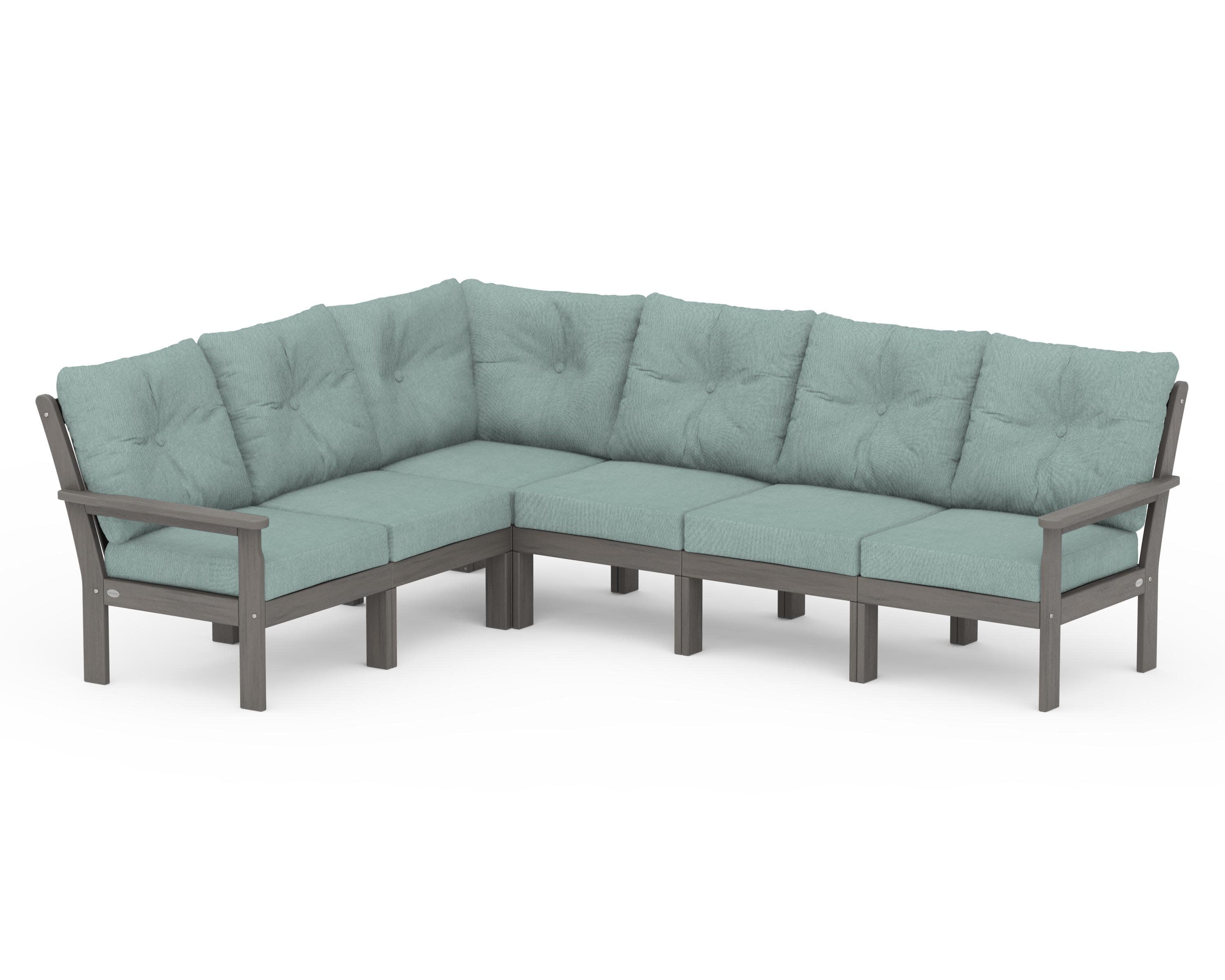 Vineyard 6-Piece Sectional in Driftwood / Glacier Spa