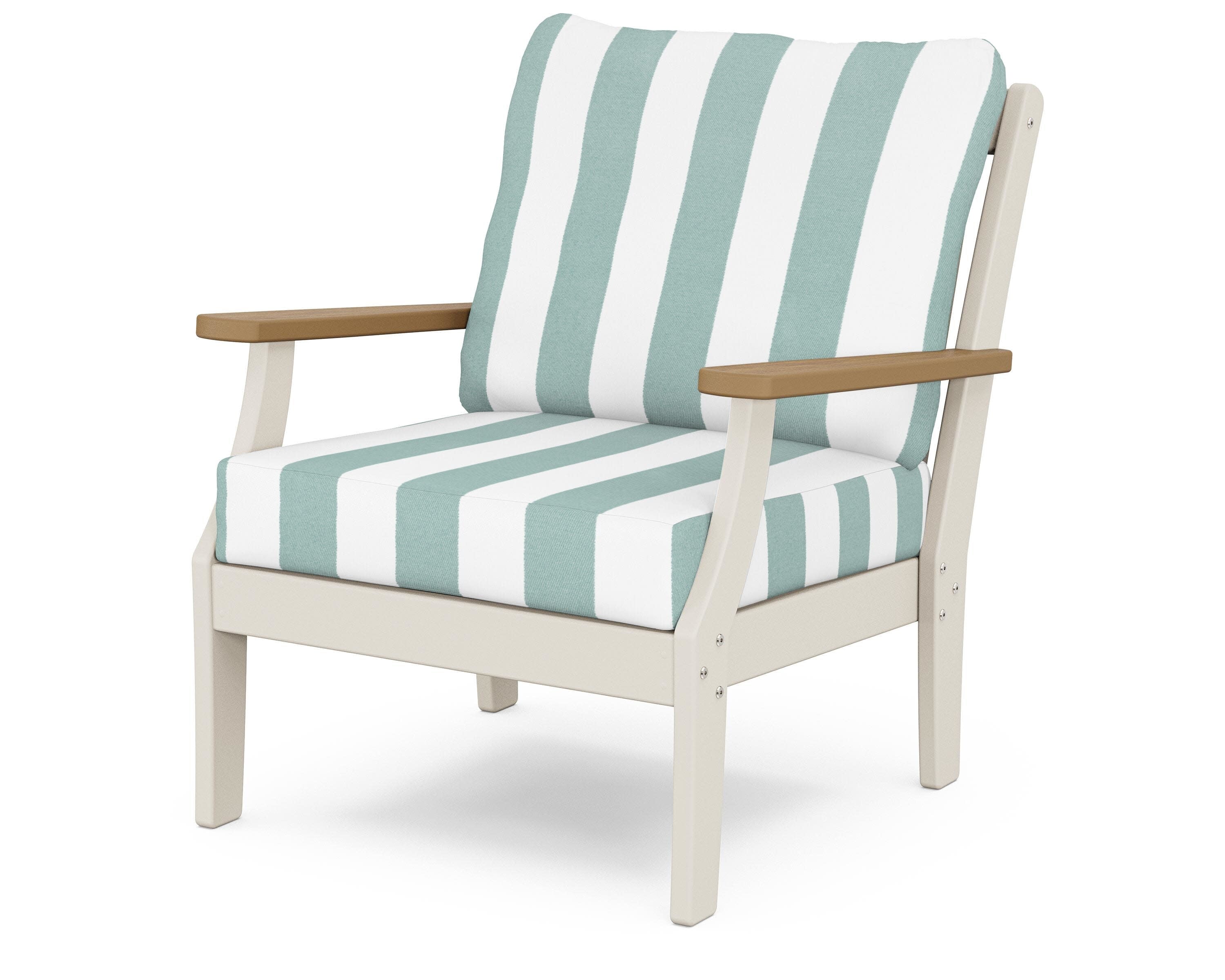 Braxton Deep Seating Chair in Sand / Natural / Cabana Stripe Glacier Spa