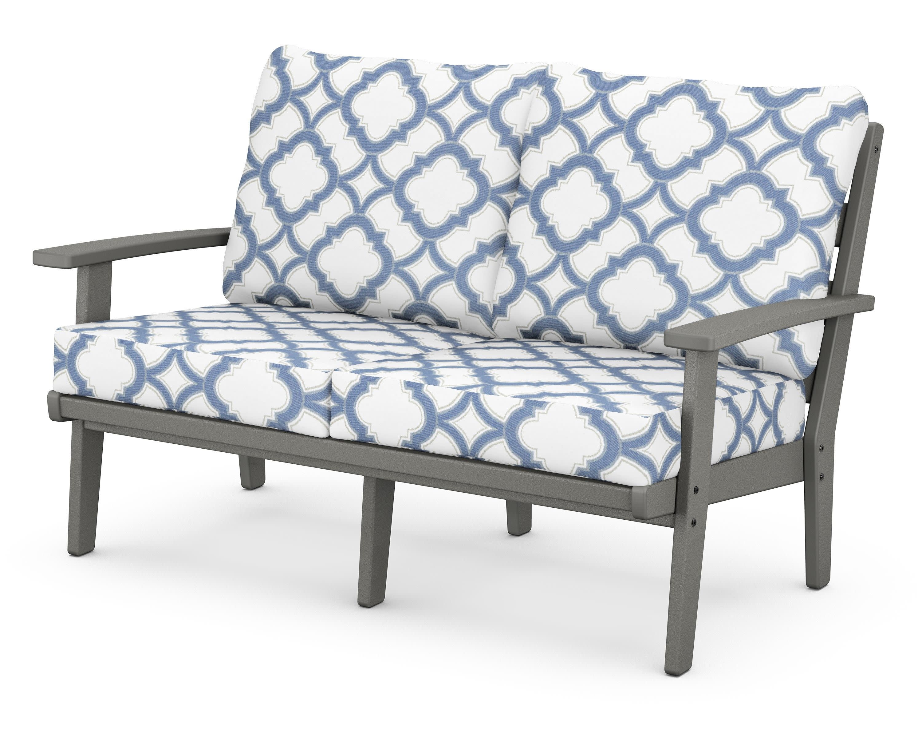 Grant Park Deep Seating Loveseat in Slate Grey / Trellis Sky Blue