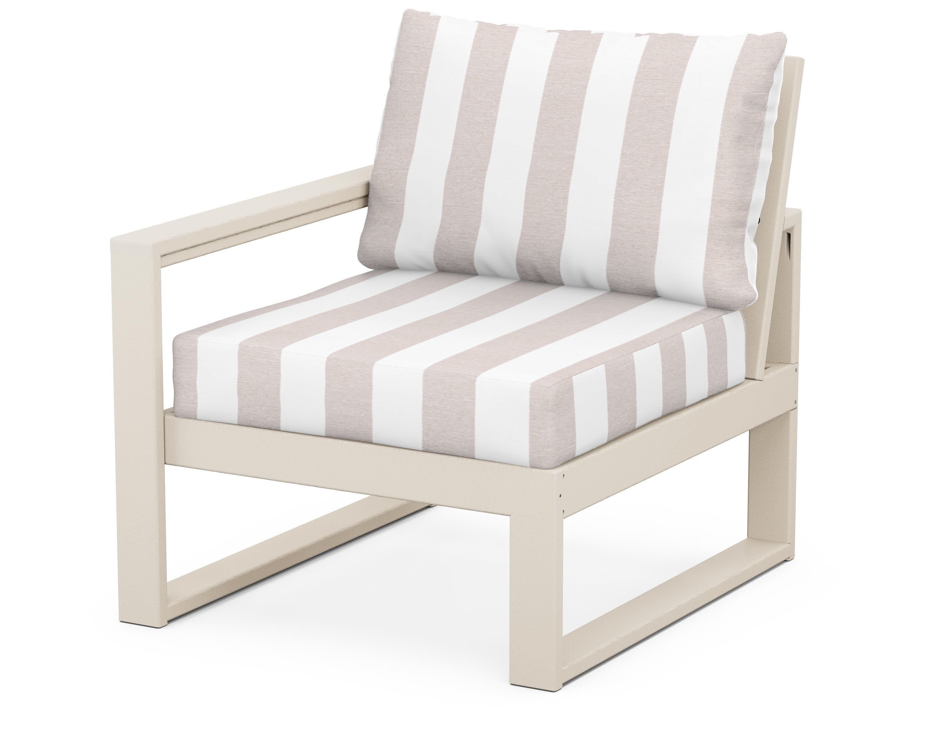 EDGE Modular Left Arm Chair in Sand / Cabana Stripe Dune Burlap