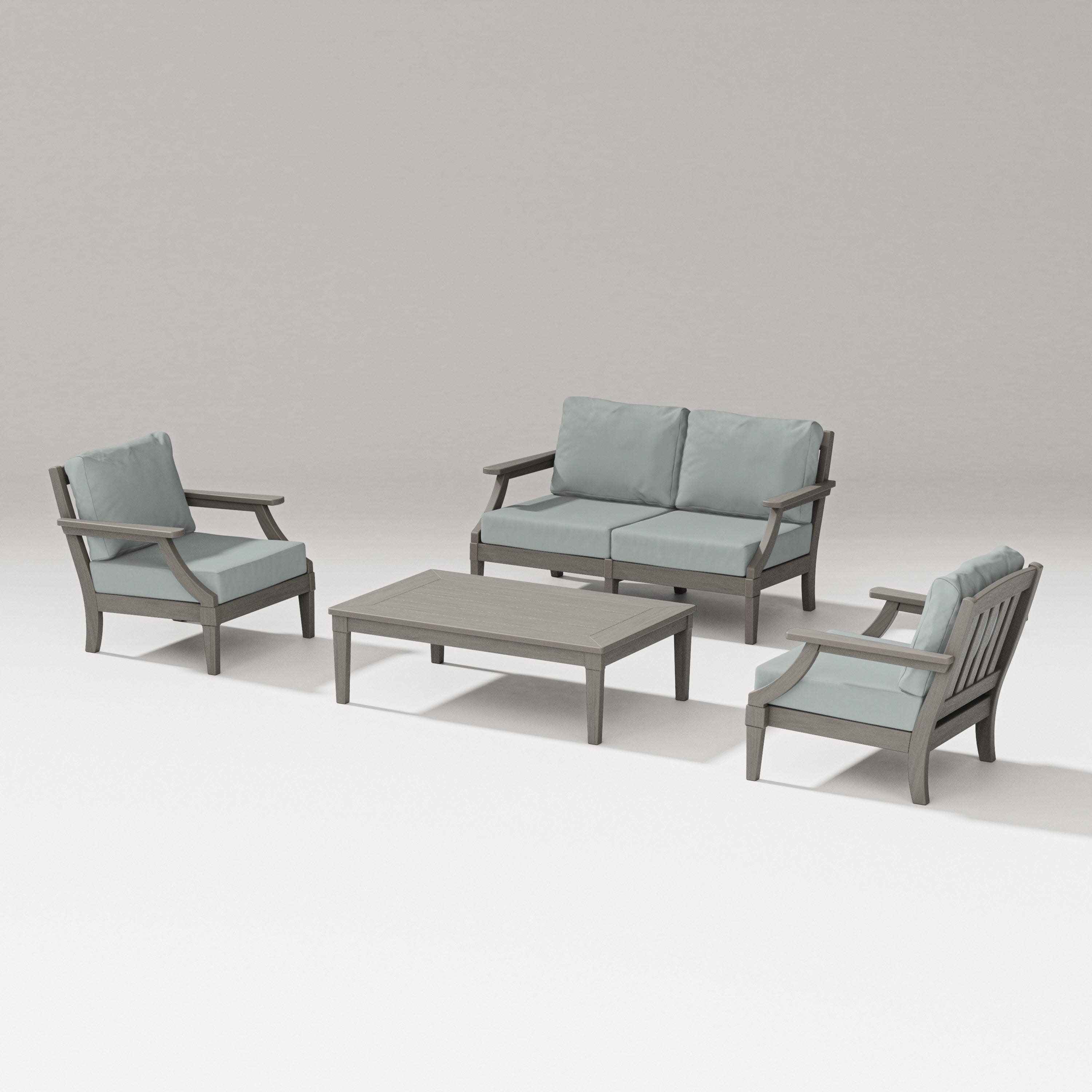 Estate Lounge 4-Piece Loveseat Set in Driftwood / Spa