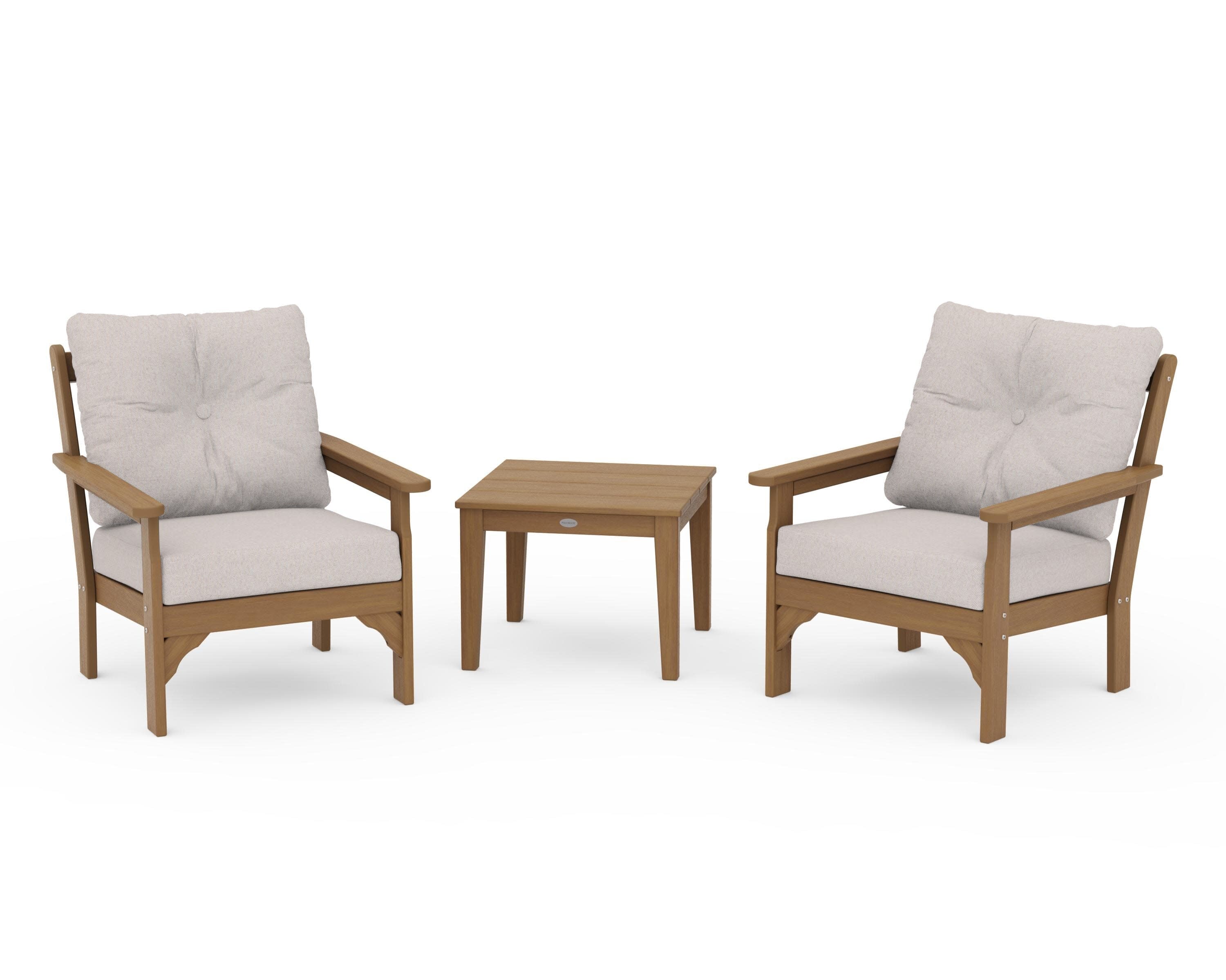 Vineyard 3-Piece Deep Seating Set in Natural / Dune Burlap