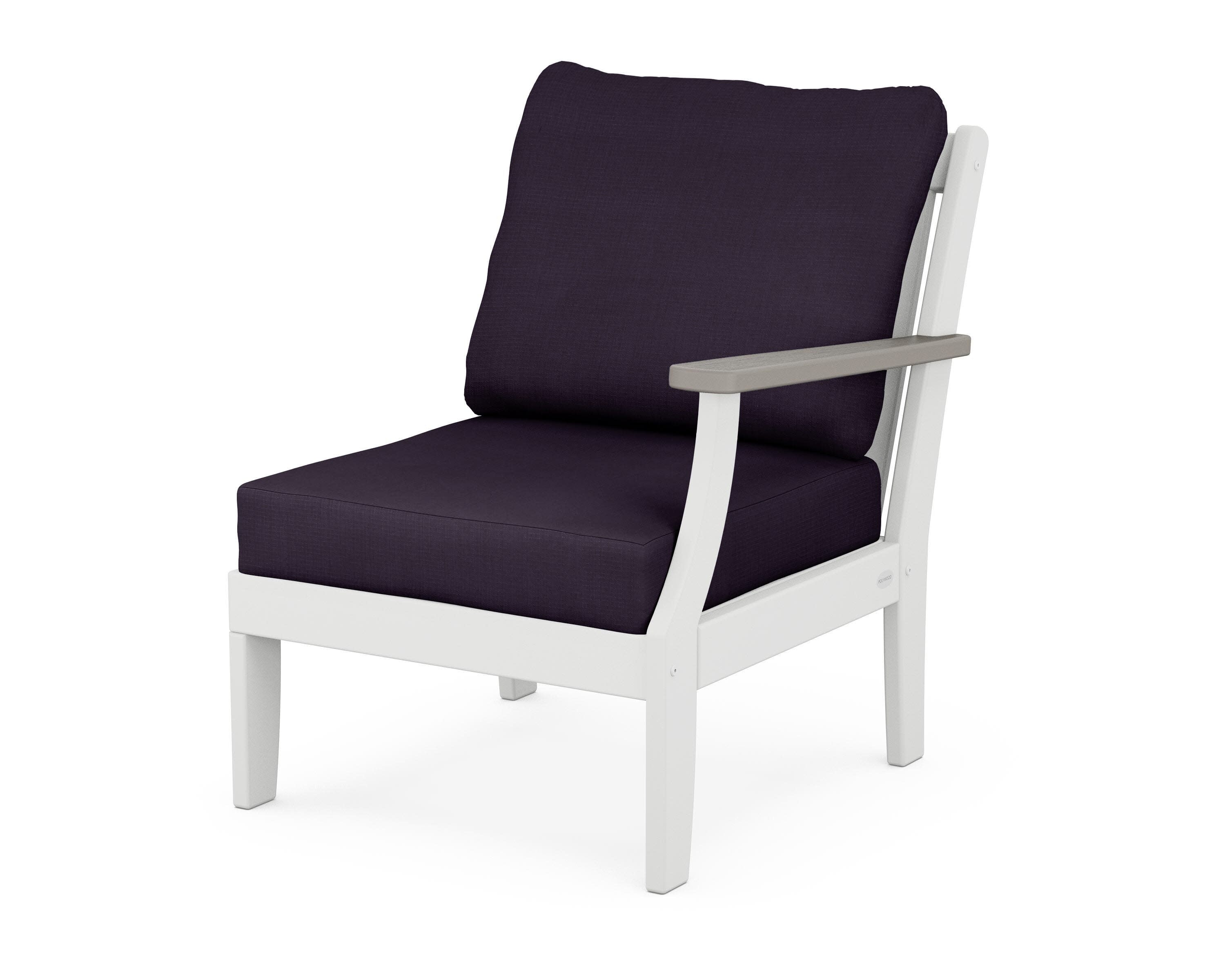 Braxton Modular Right Arm Chair in White / Driftwood / Navy Linen
