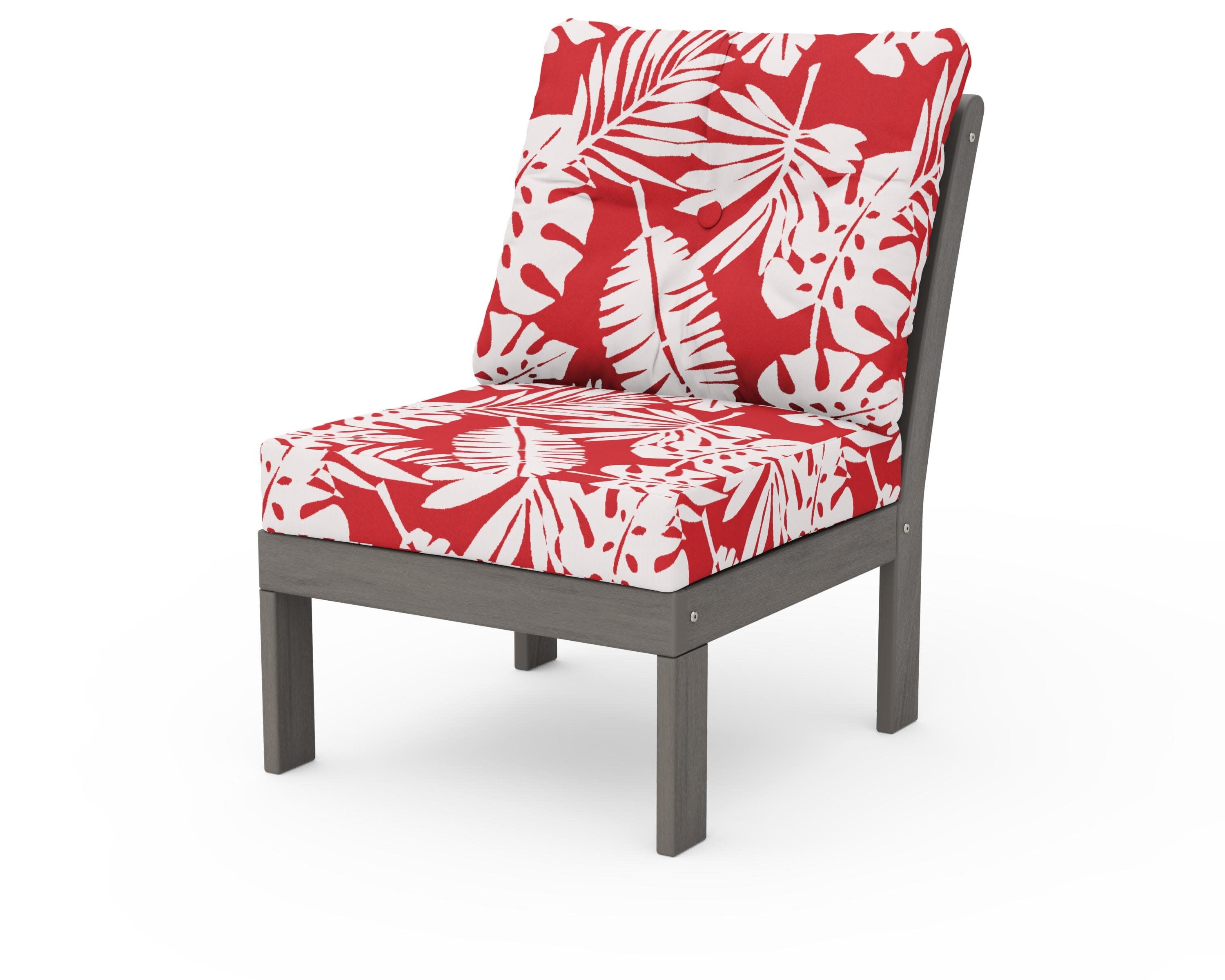 Vineyard Modular Armless Chair in Driftwood / Leaf Crimson
