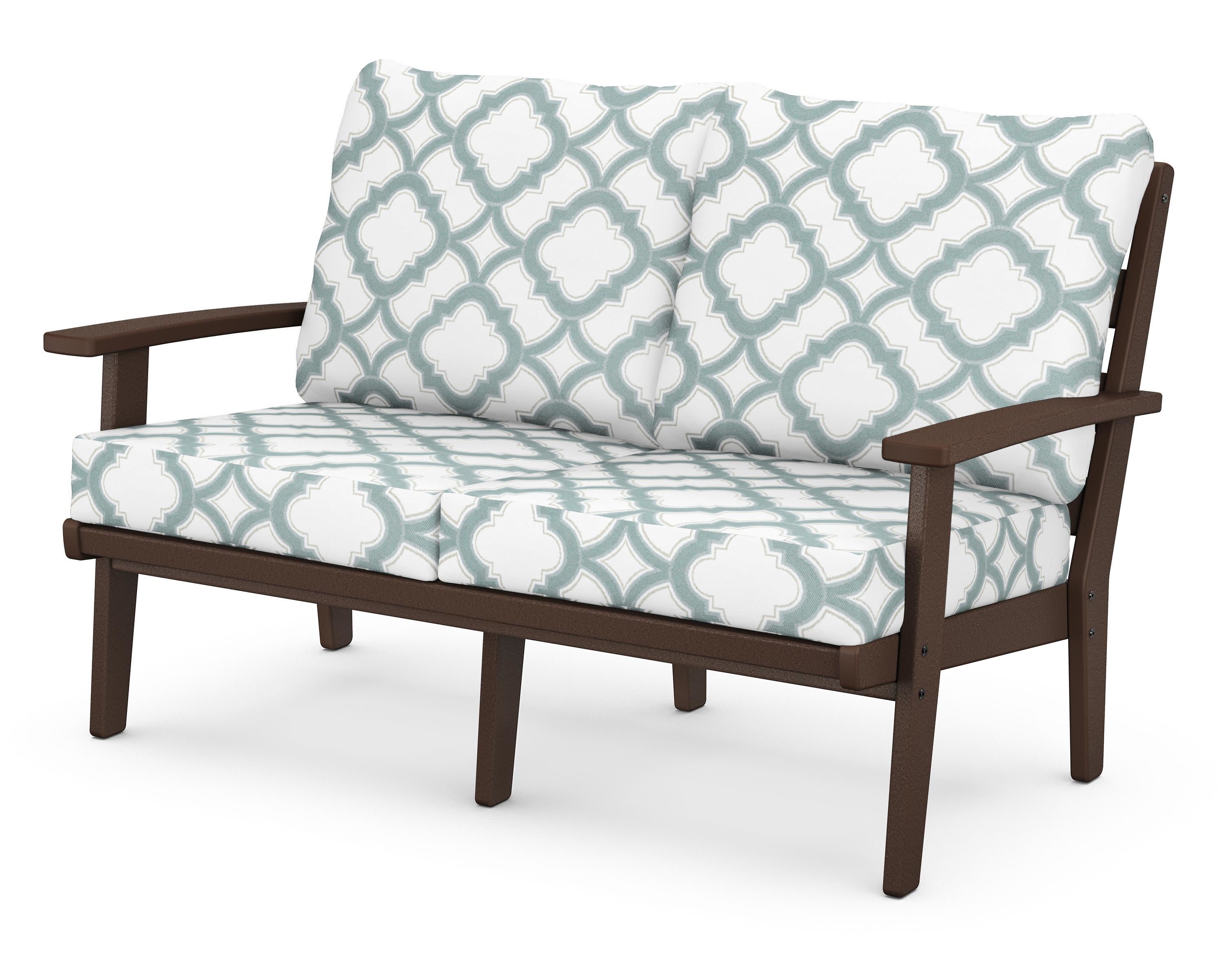 Grant Park Deep Seating Loveseat in Mahogany / Trellis Glacier Spa