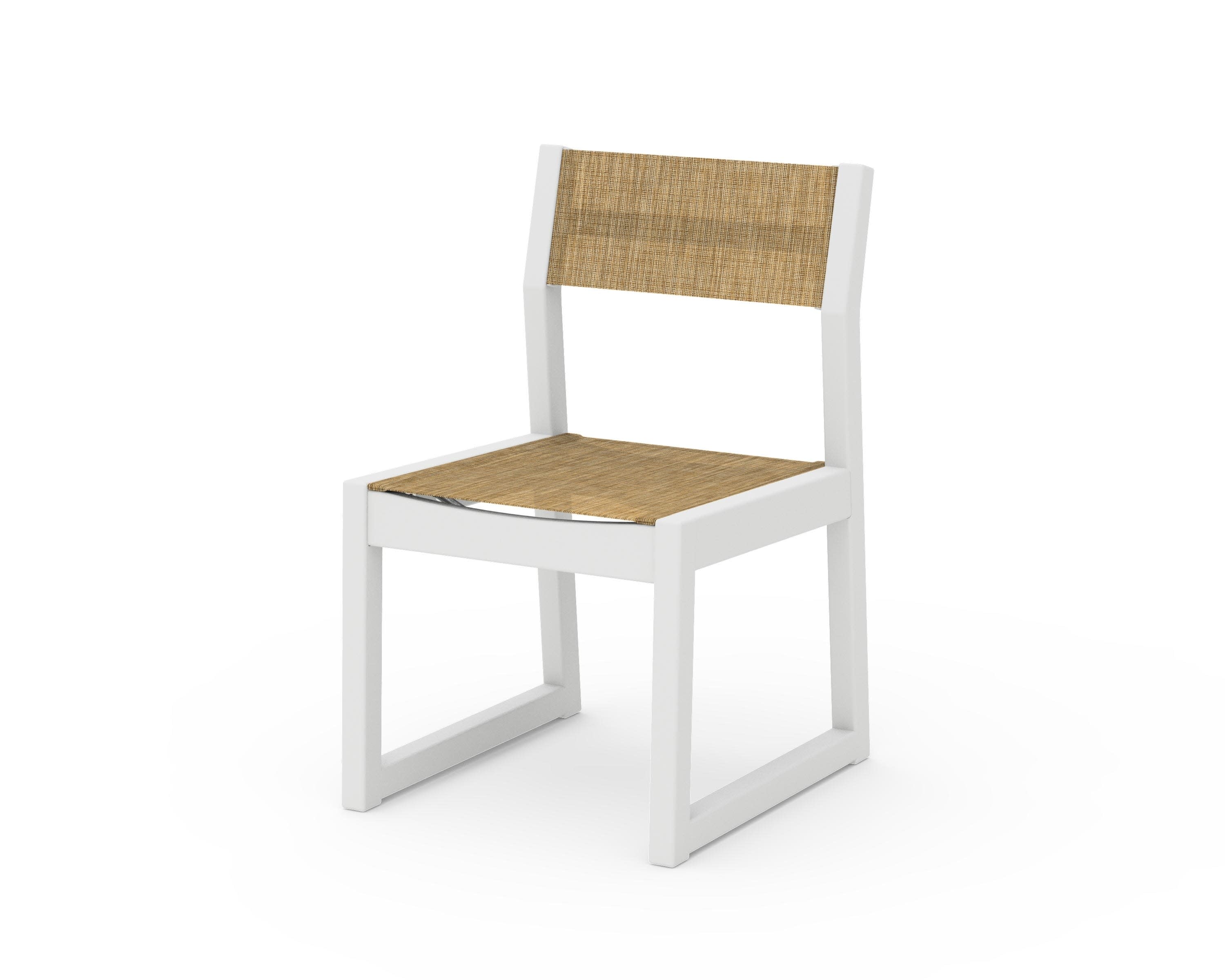 EDGE Sling Dining Side Chair in White / Burlap Sling