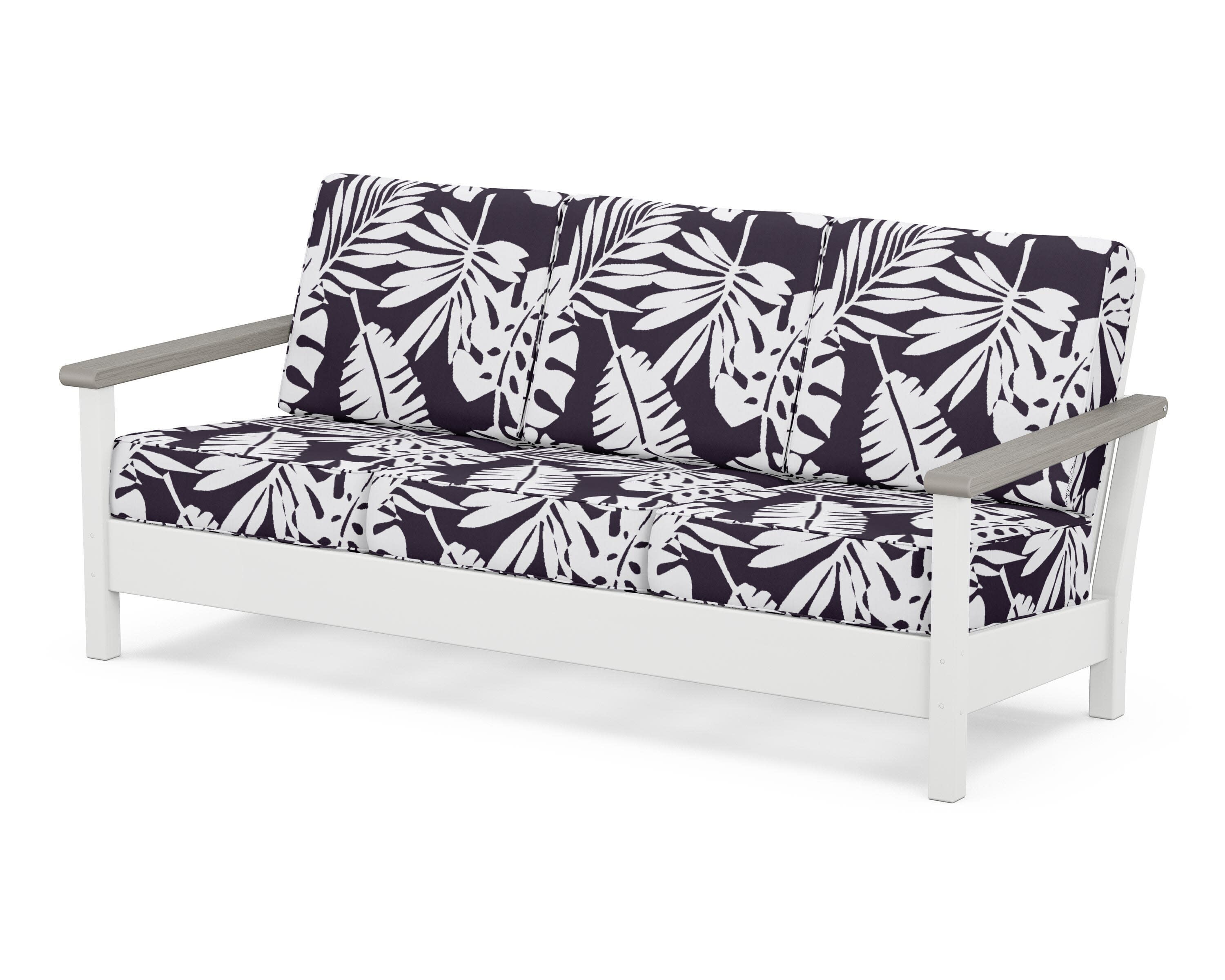 Harbour Deep Seating Sofa in White / Driftwood / Leaf Navy