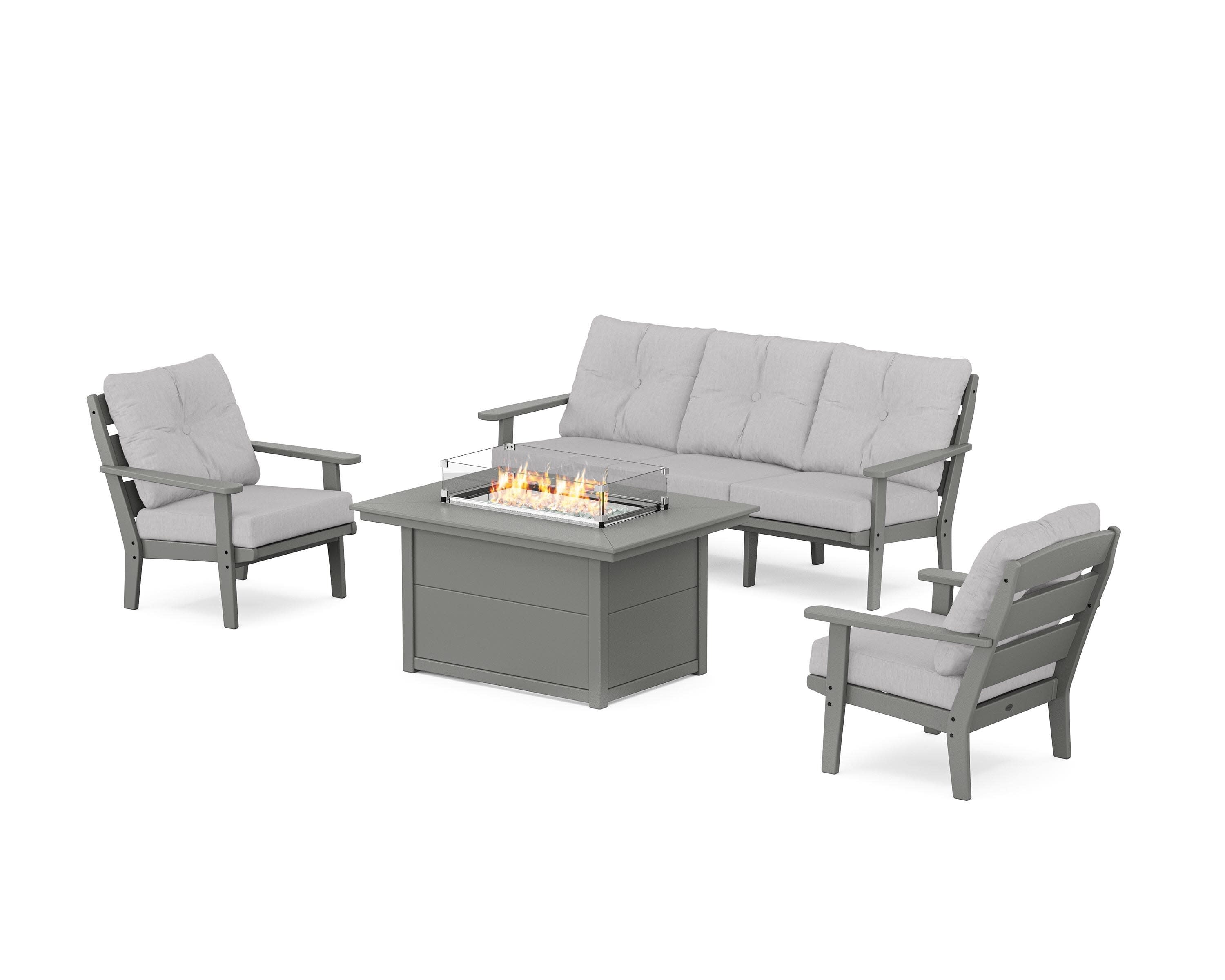 Lakeside Deep Seating Fire Pit Table Set in Slate Grey / Granite