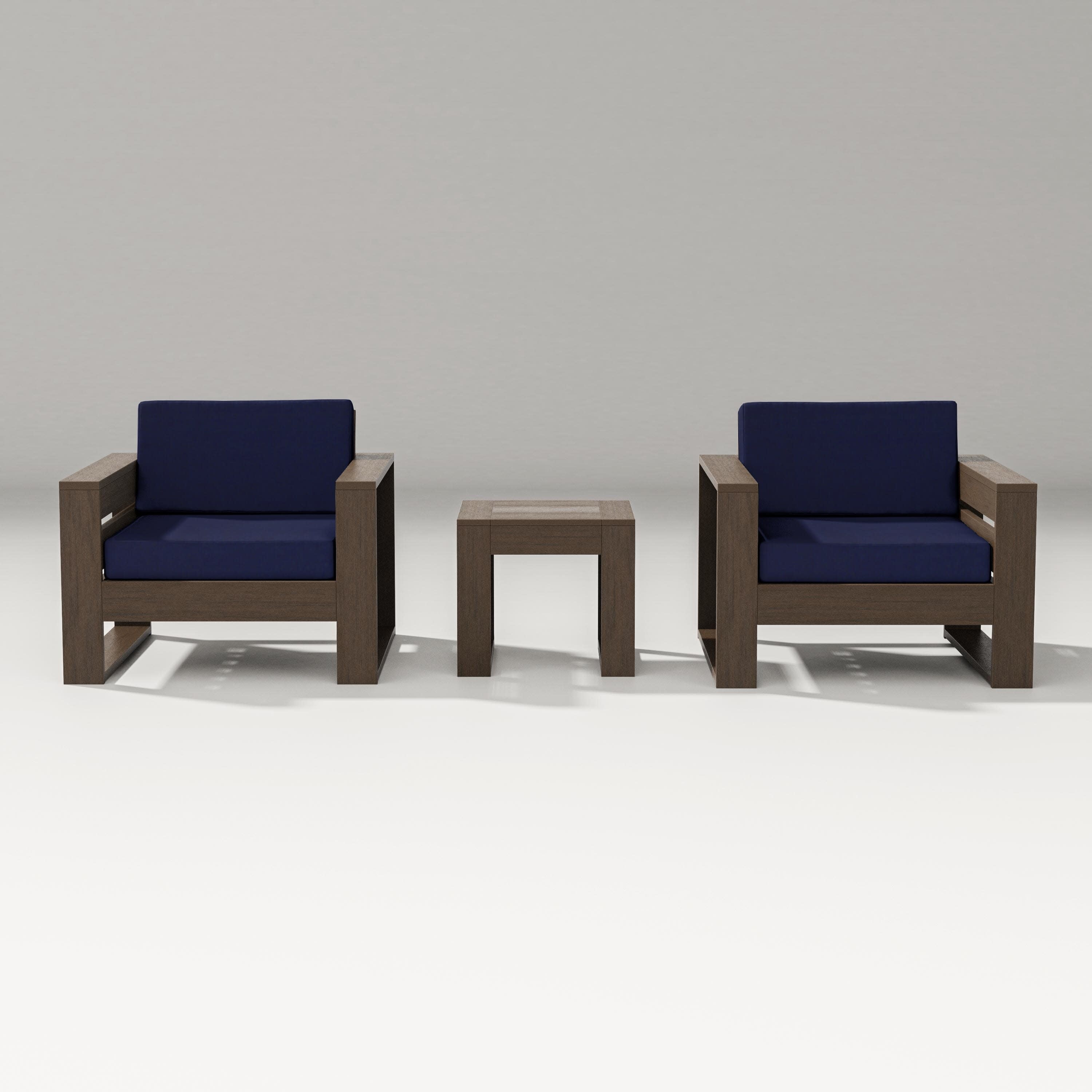 Latitude 3-Piece Lounge Chair Set in Kona / Navy