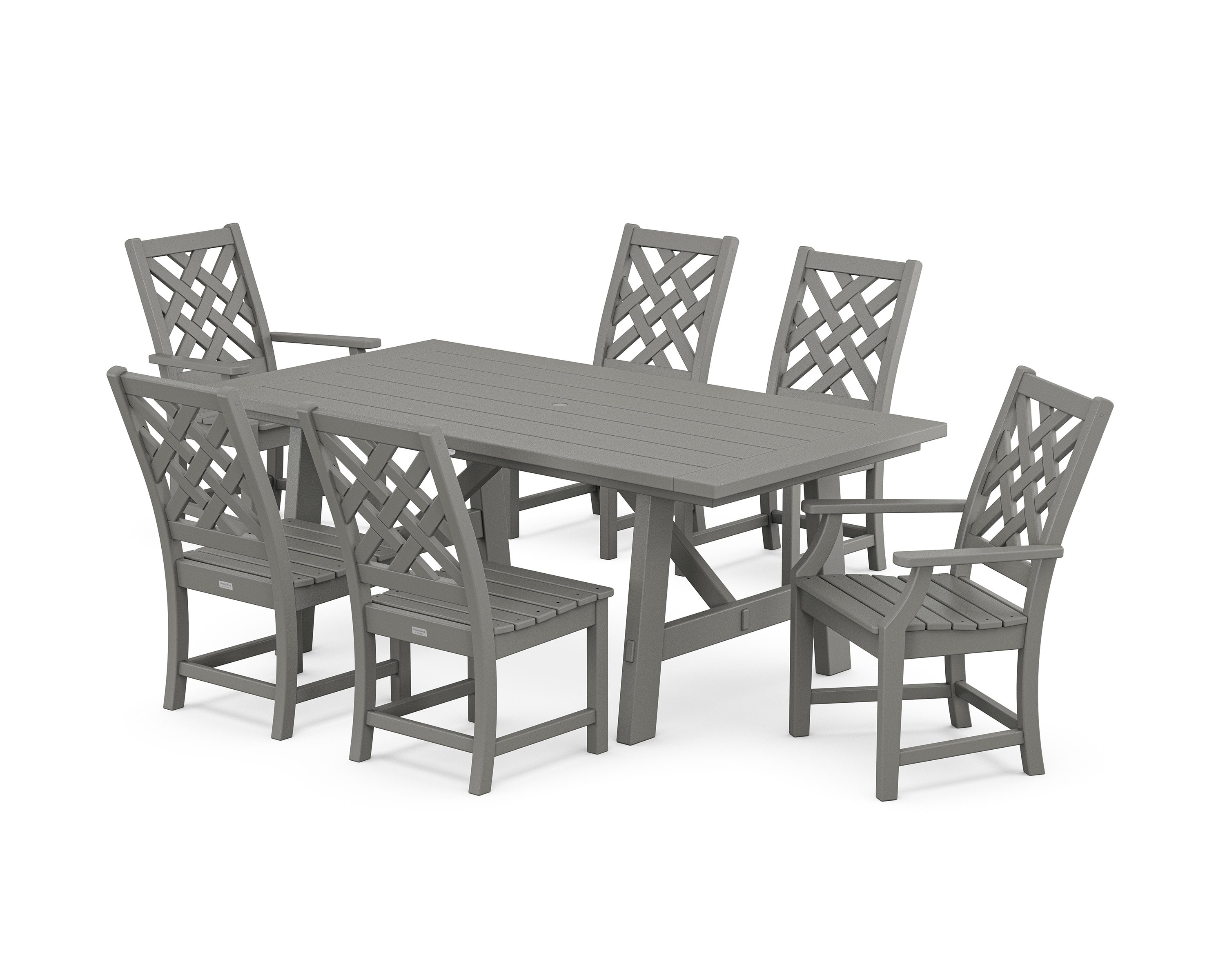Wovendale 7-Piece Rustic Farmhouse Dining Set in Slate Grey