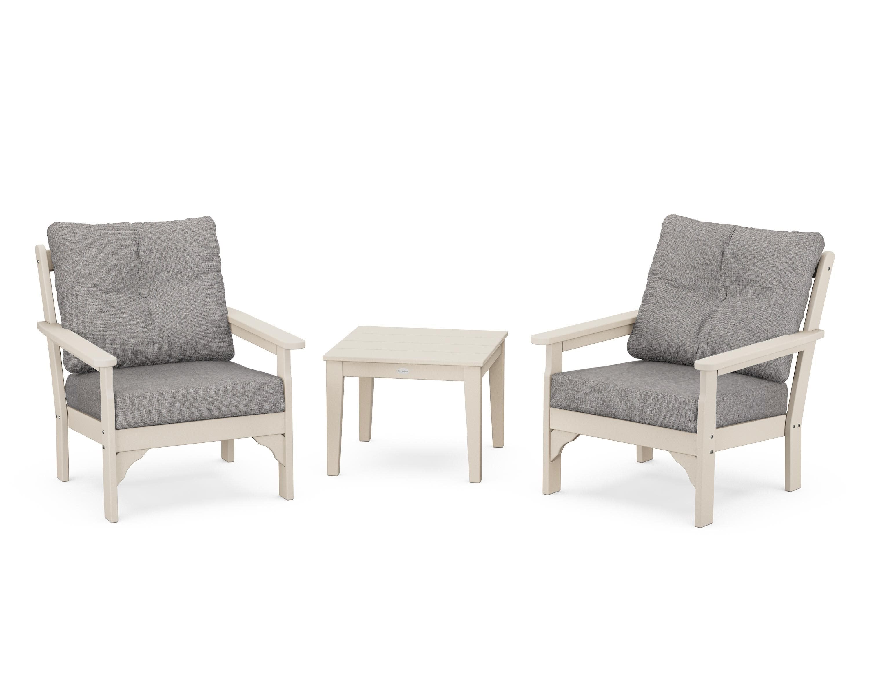 Vineyard 3-Piece Deep Seating Set in Sand / Grey Mist