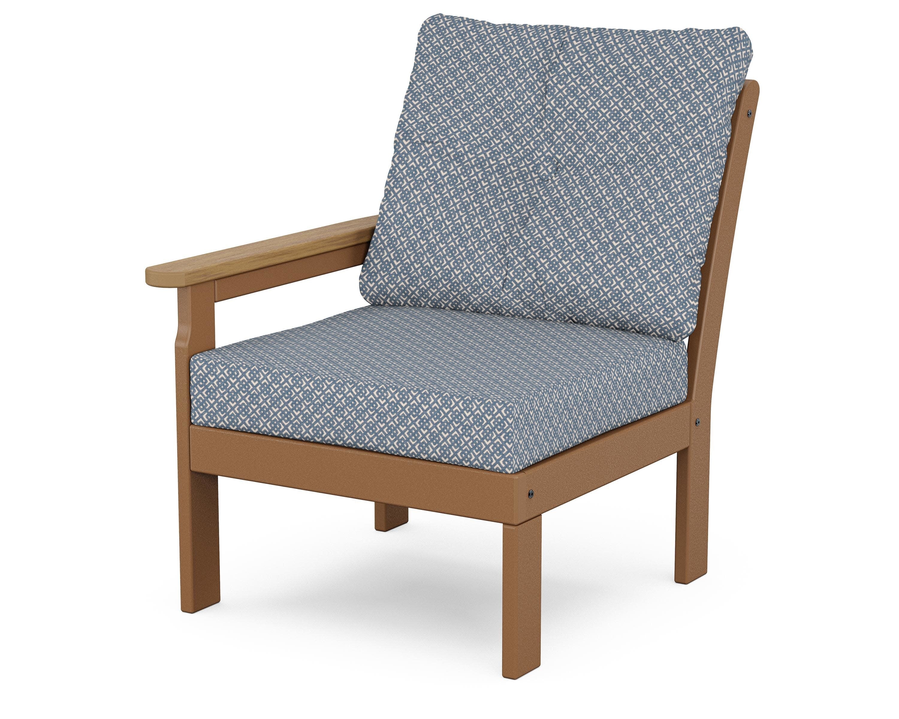 Vineyard Modular Left Arm Chair in Teak / Natural / Hopscotch