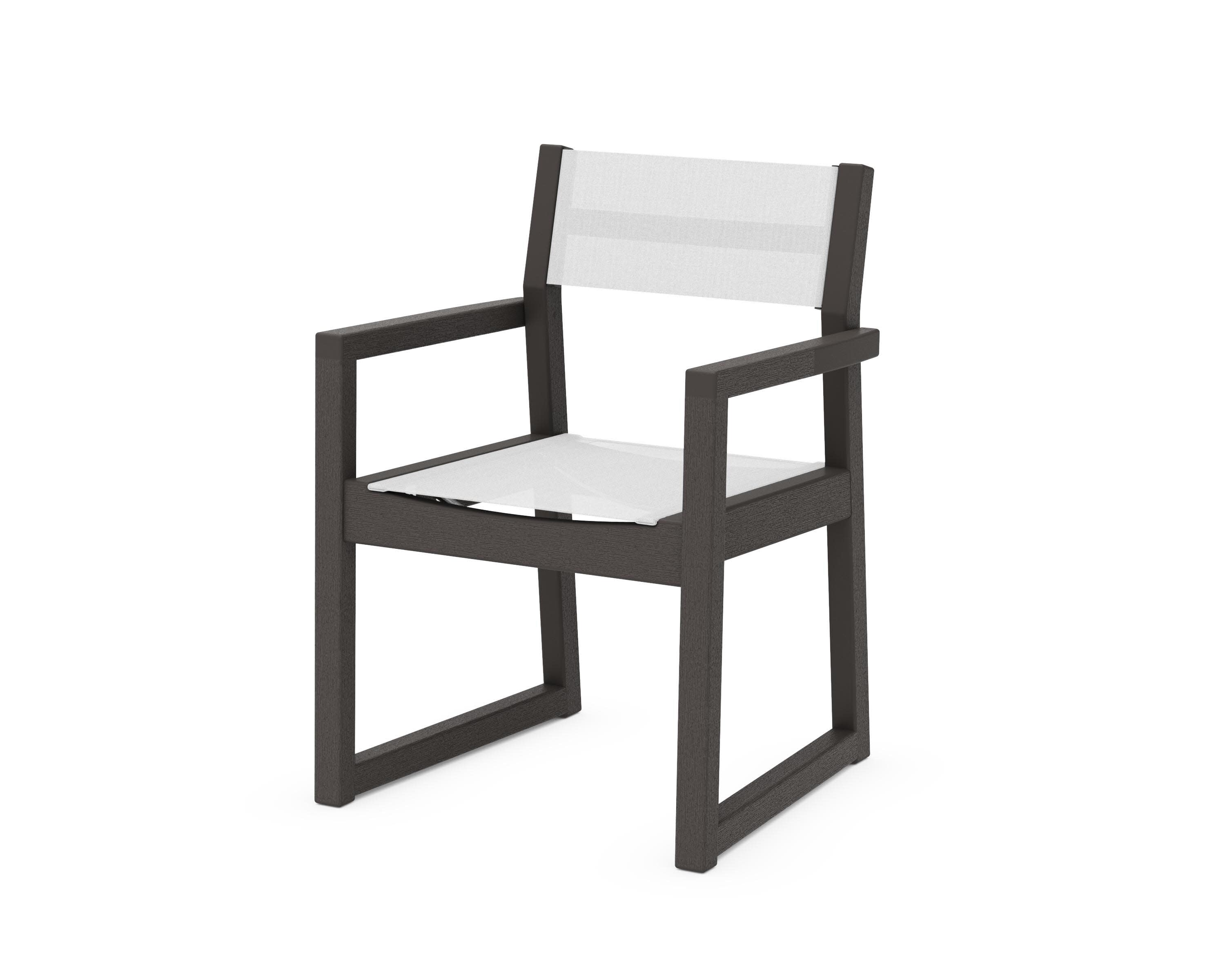 EDGE Sling Dining Arm Chair in Vintage Coffee / White Sling