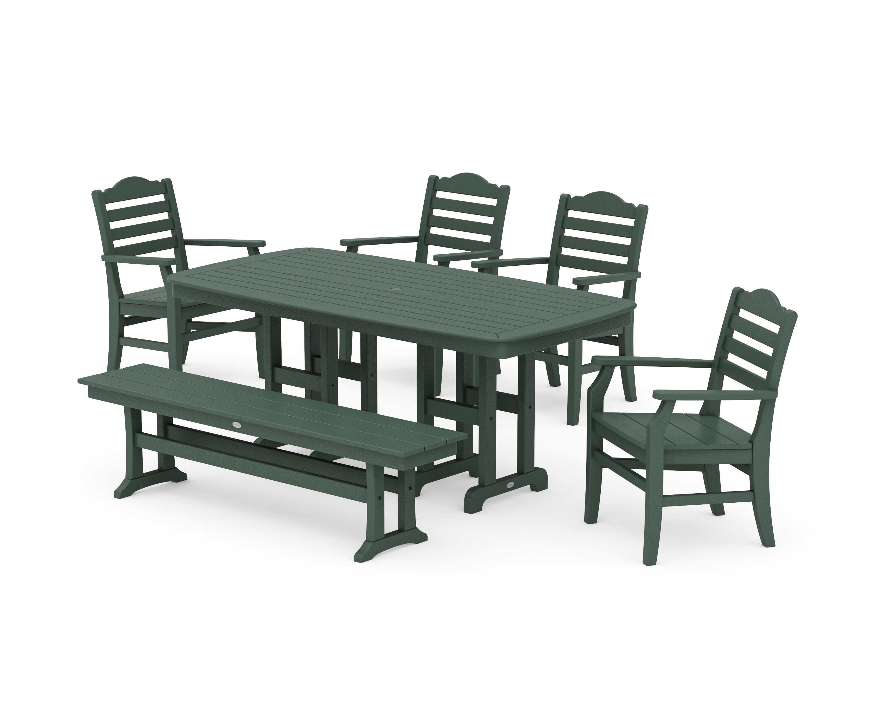 Savannah 6-Piece Farmhouse Dining Set with Bench in Green