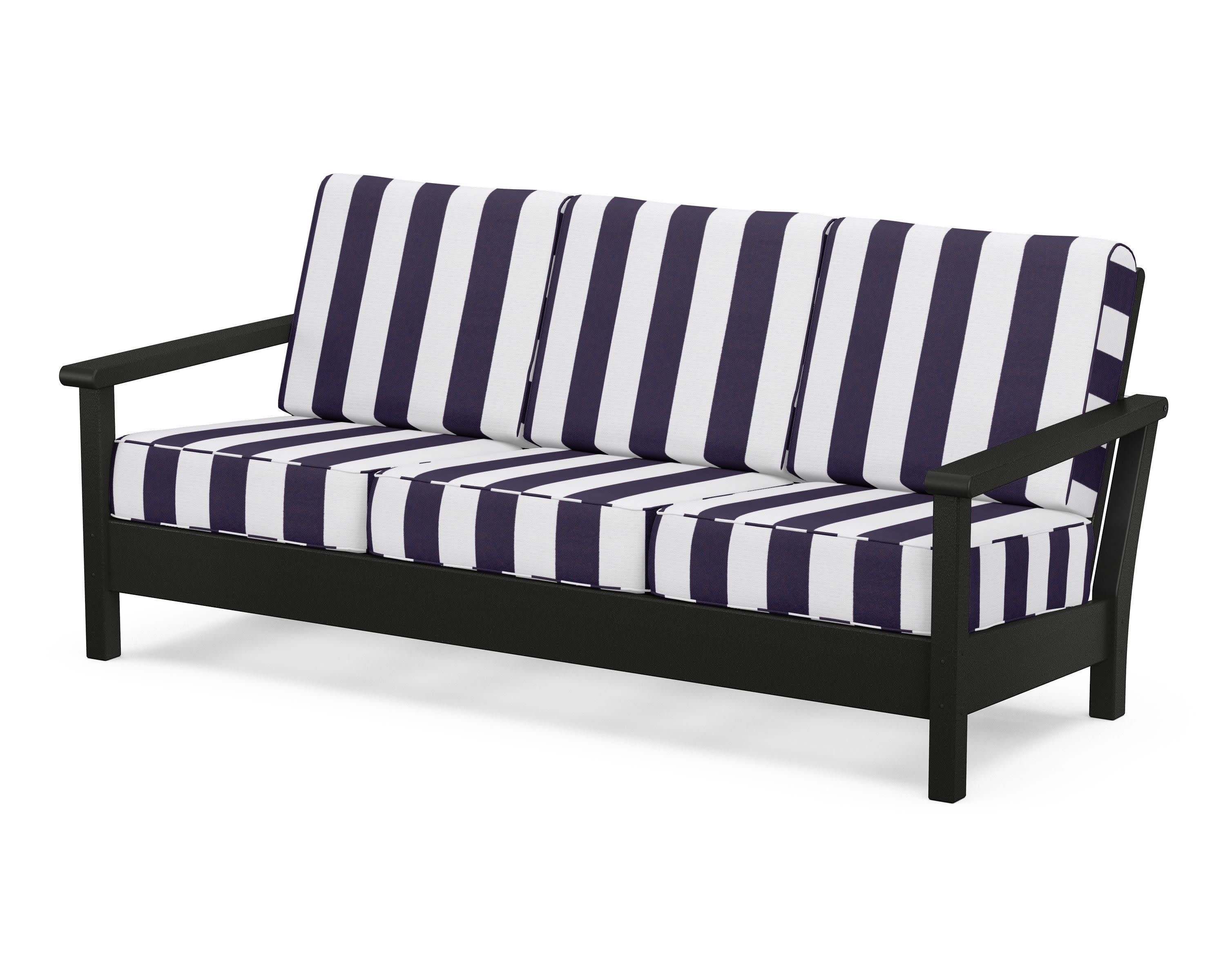 Harbour Deep Seating Sofa in Black / Cabana Stripe Navy