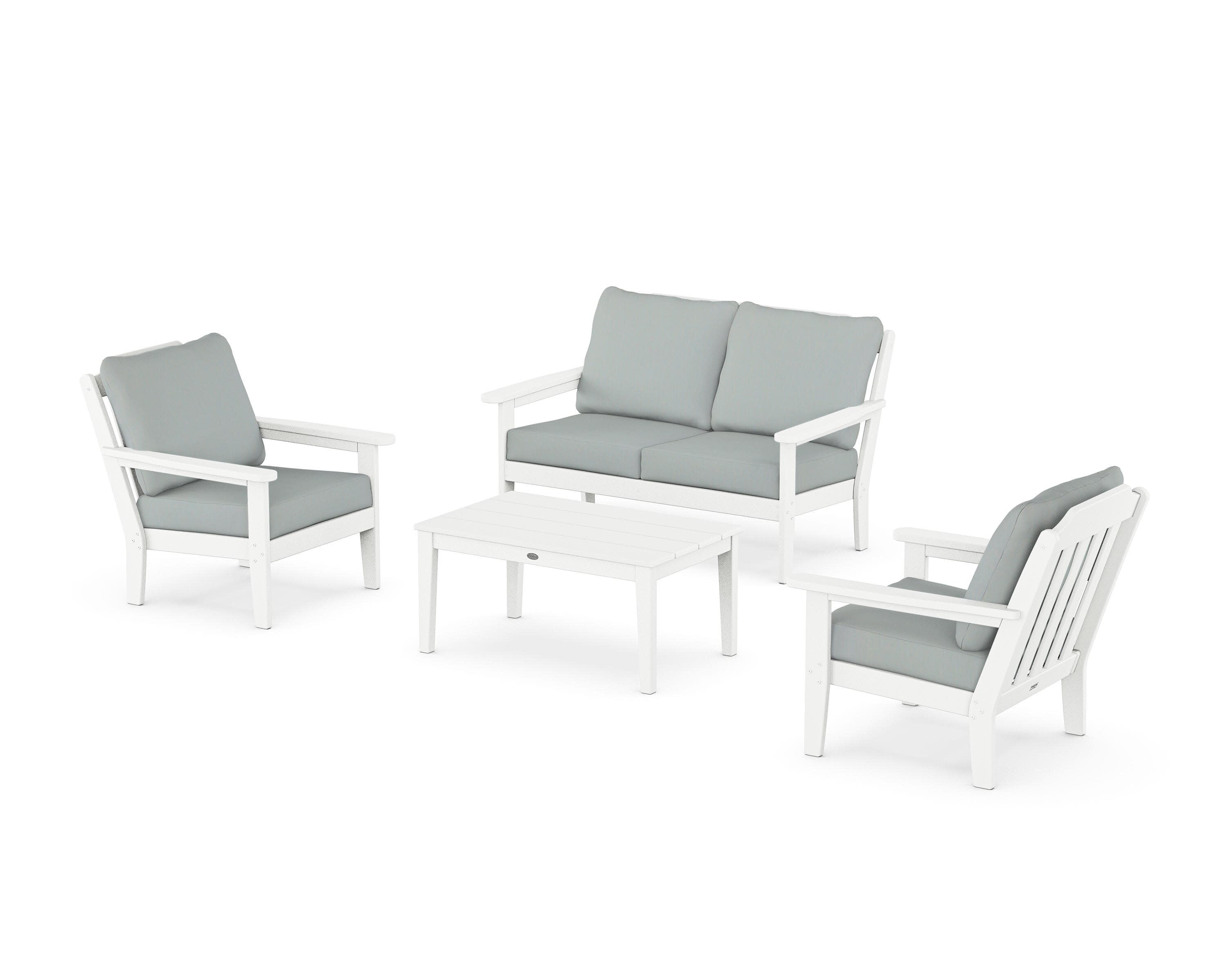 Cottage 4-Piece Deep Seating Set with Loveseat in White / Spa