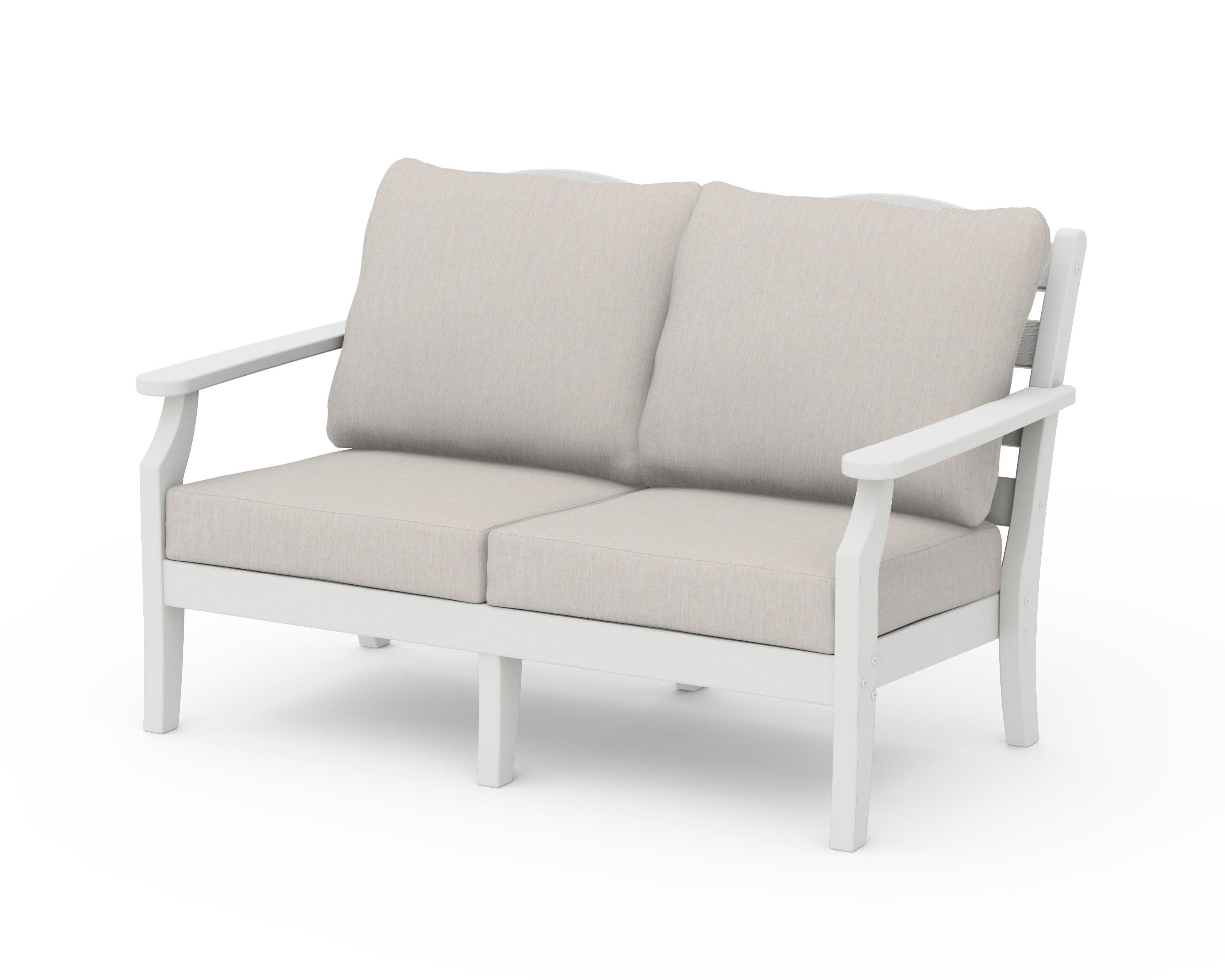 Savannah Deep Seating Loveseat in Vintage White / Cast Ash