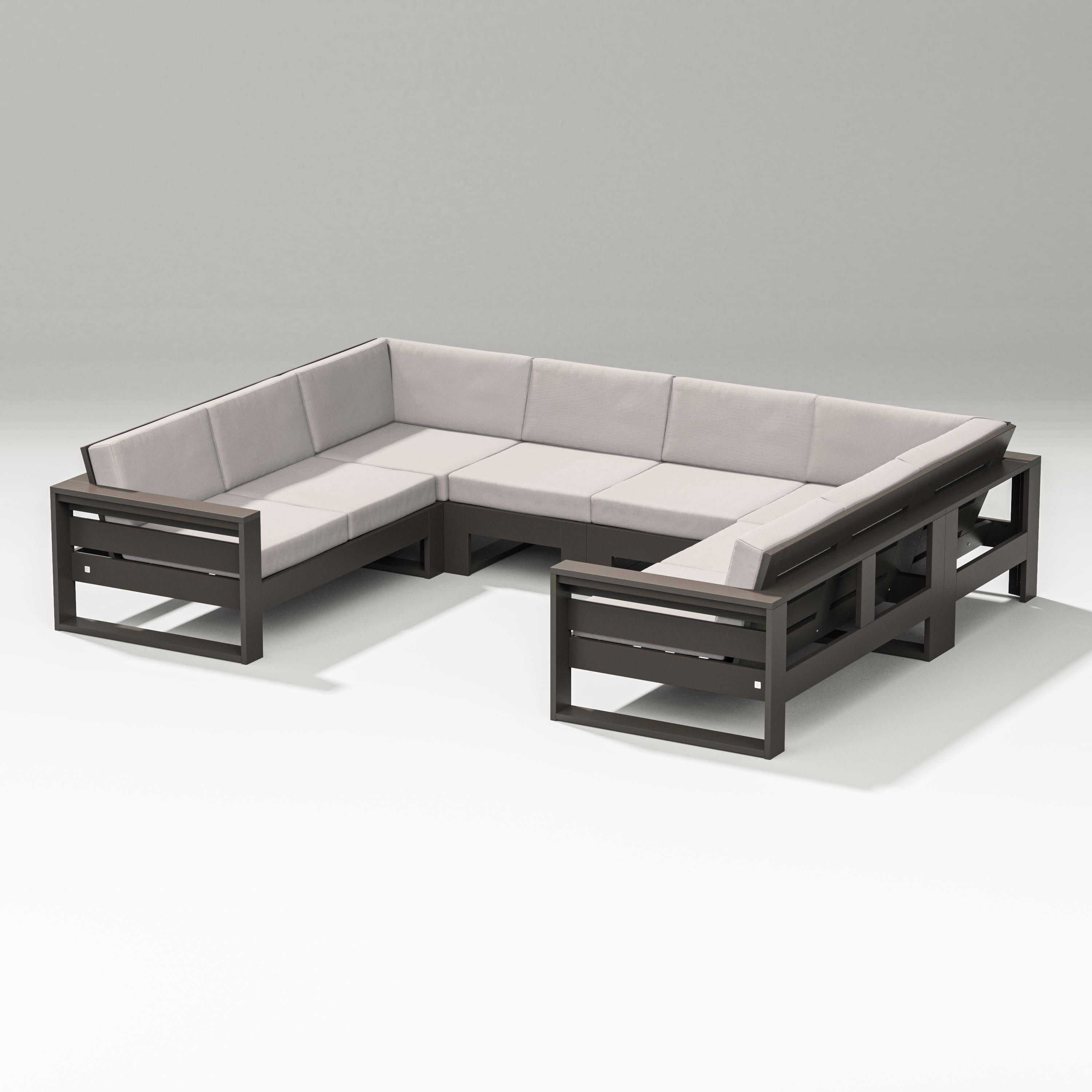 Latitude U-Shaped Sectional in Vintage Coffee / Dune Burlap