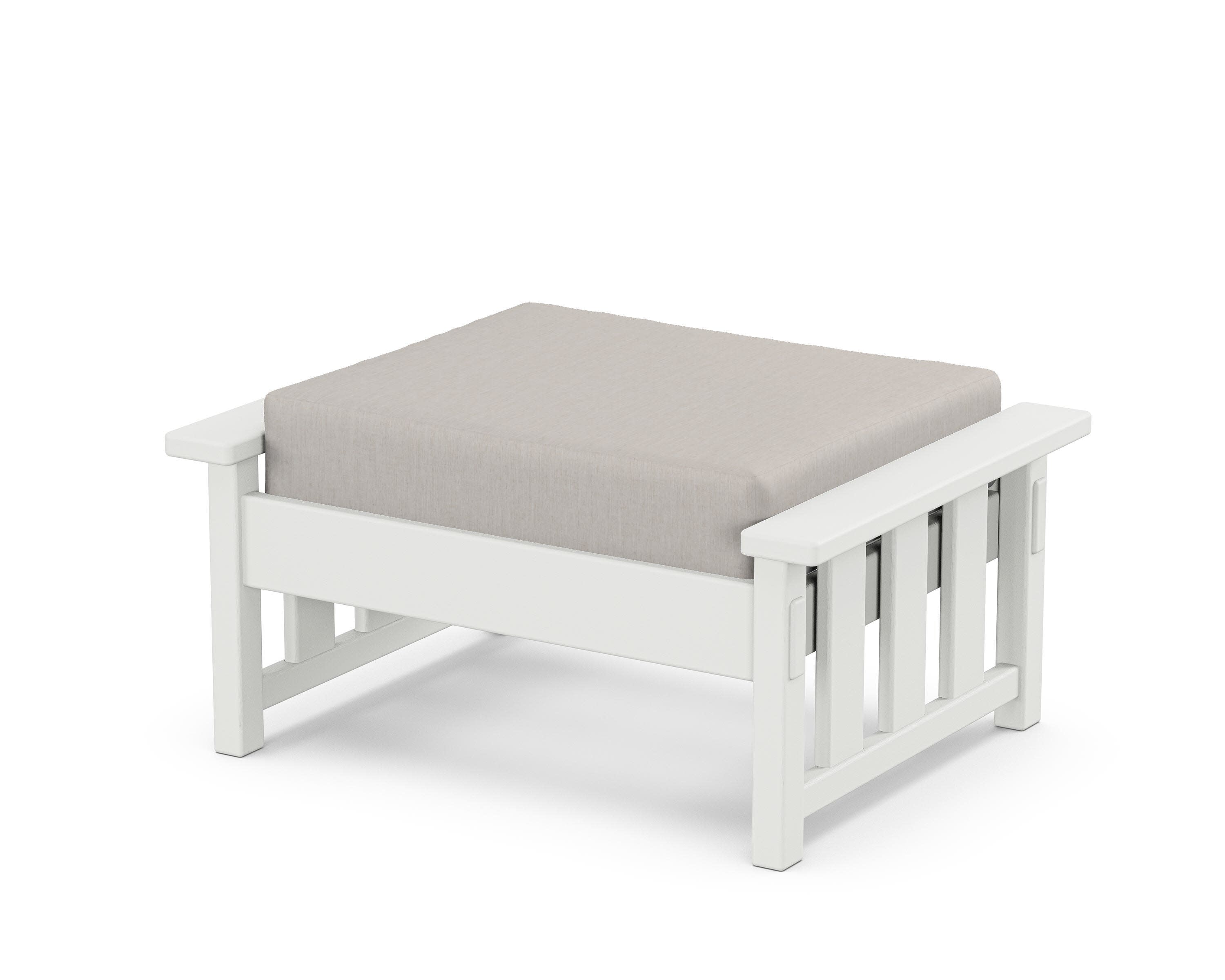 Acadia Deep Seating Ottoman in White / Cast Ash
