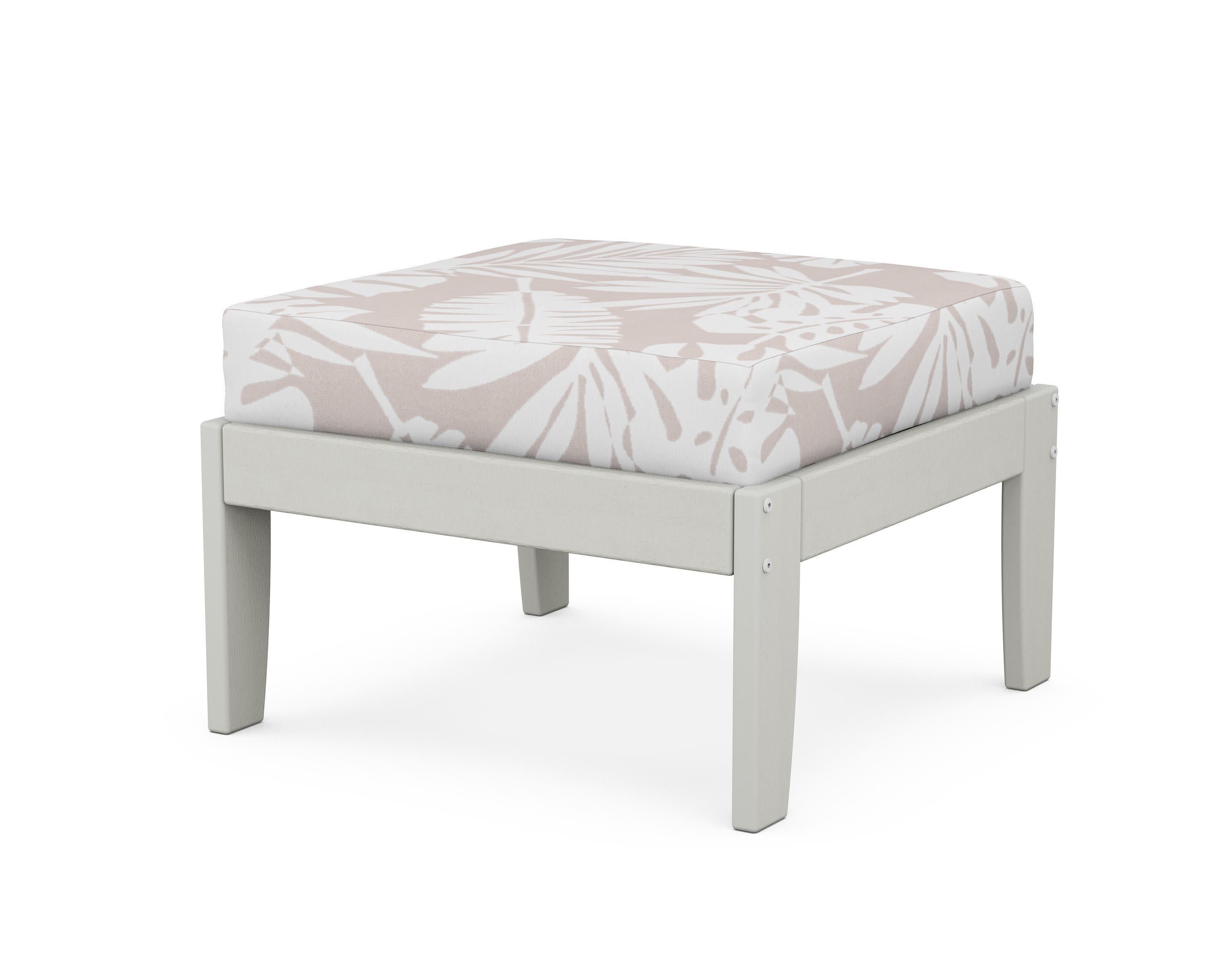 Modular Ottoman - Classic in Vintage White / Leaf Dune Burlap