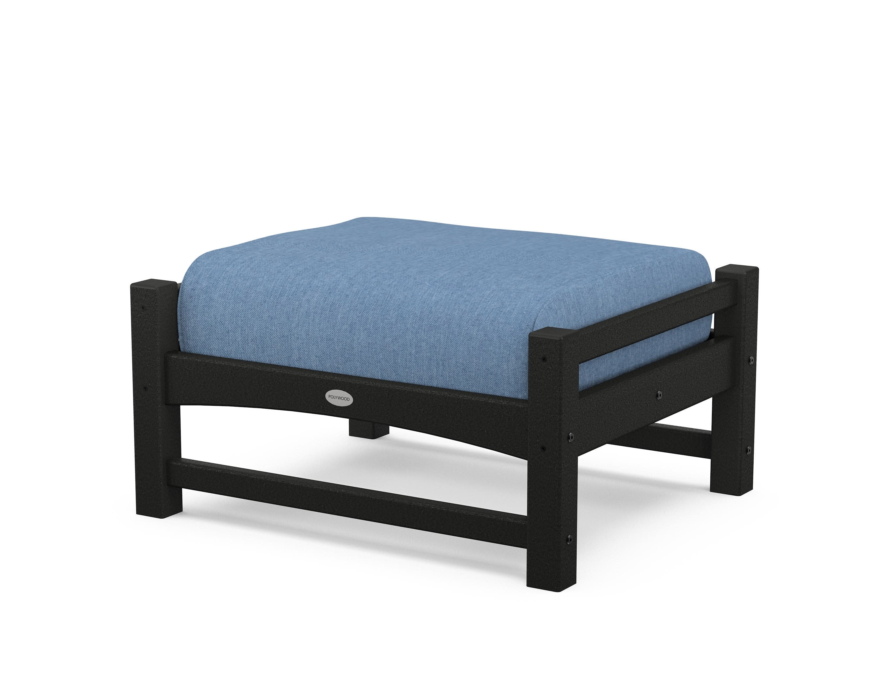 Club Ottoman in Black / Sky Blue