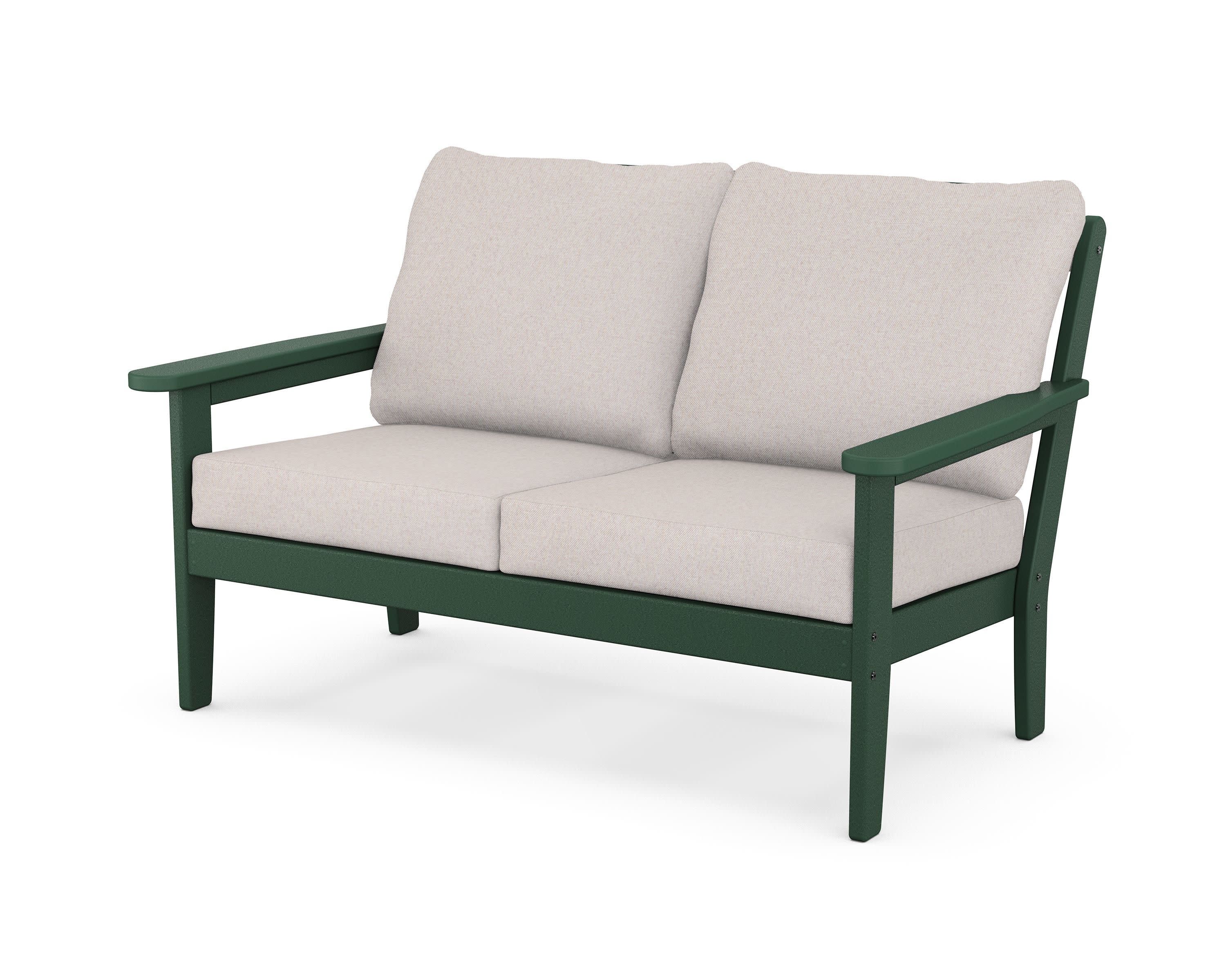 Cottage Deep Seating Loveseat in Green / Dune Burlap